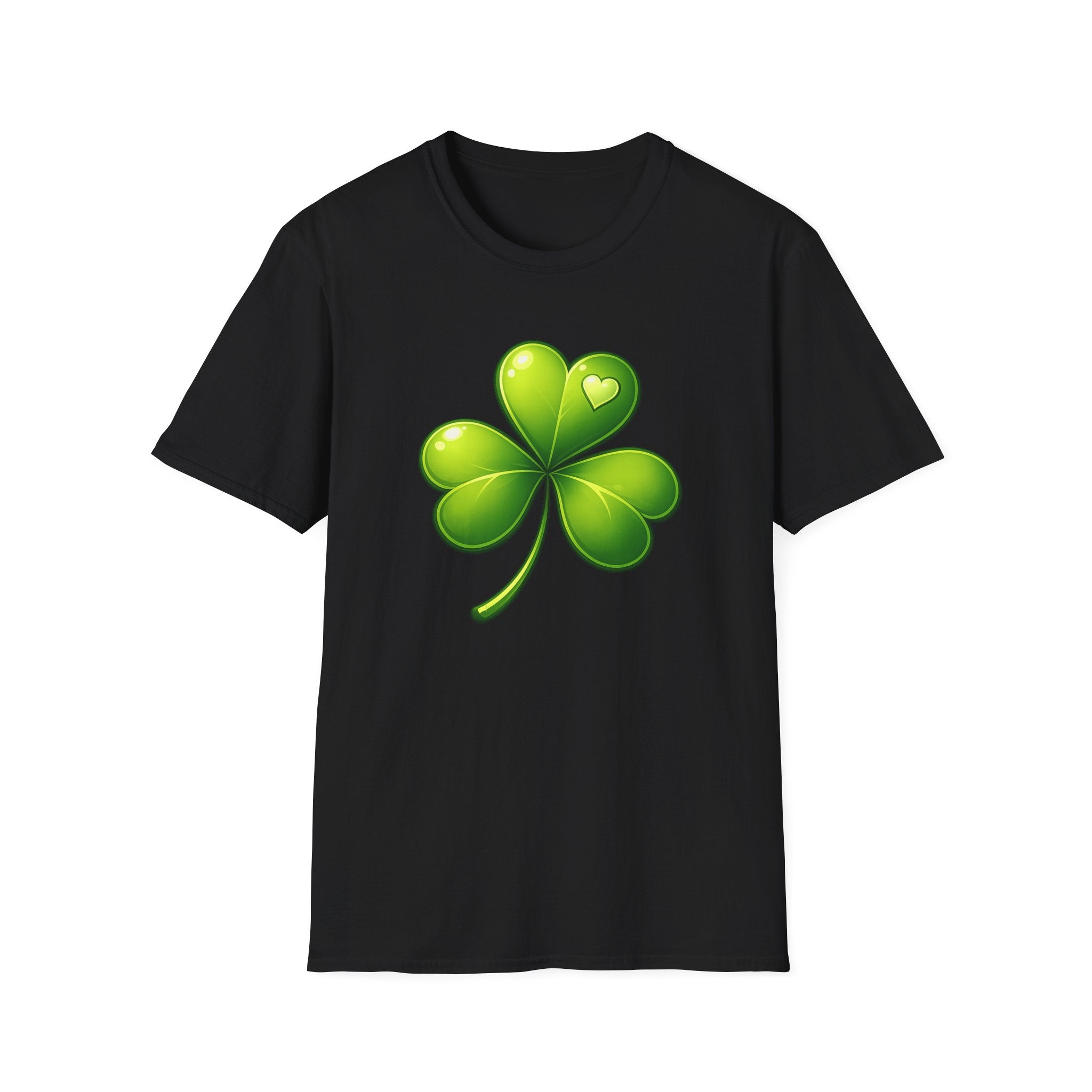 Green Shamrock with heart T-Shirt | Shamrock St. Patrick's Day Tee