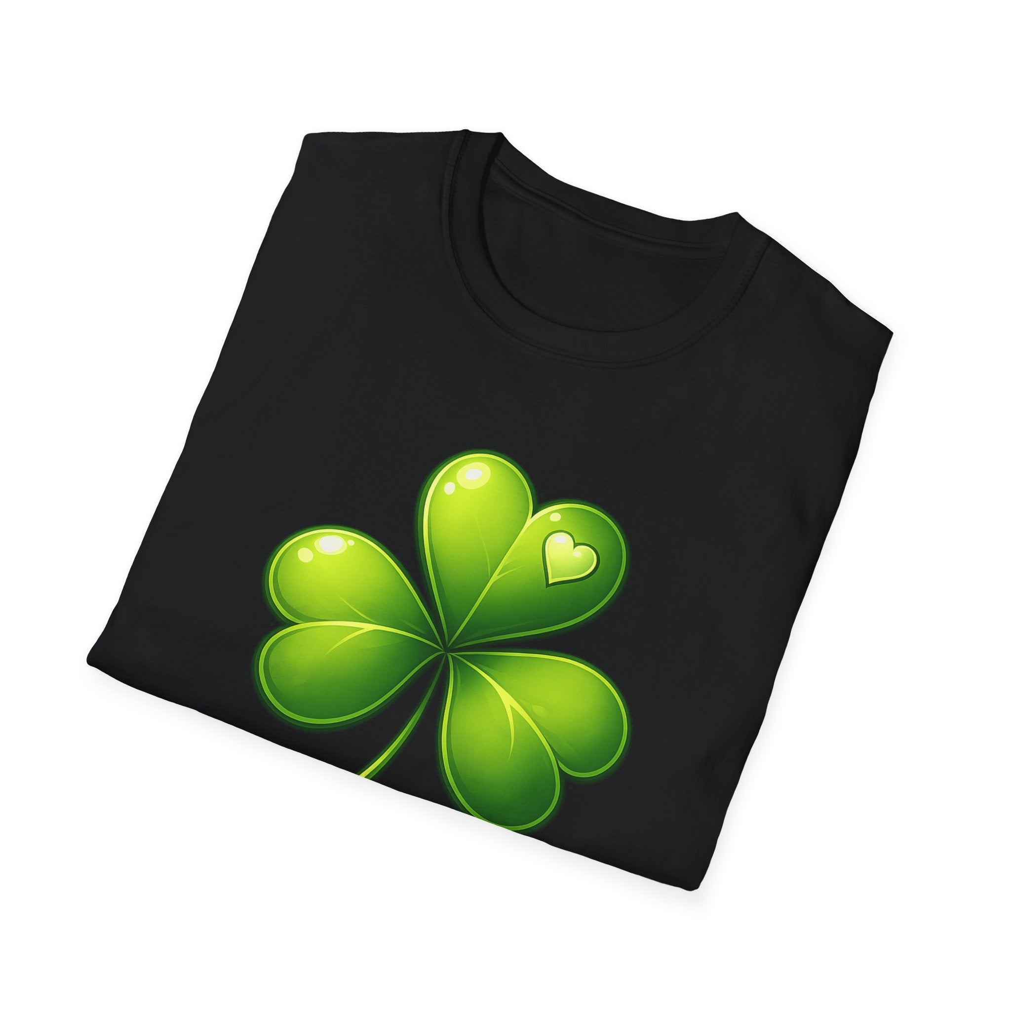 Green Shamrock with heart T-Shirt | Shamrock St. Patrick's Day Tee