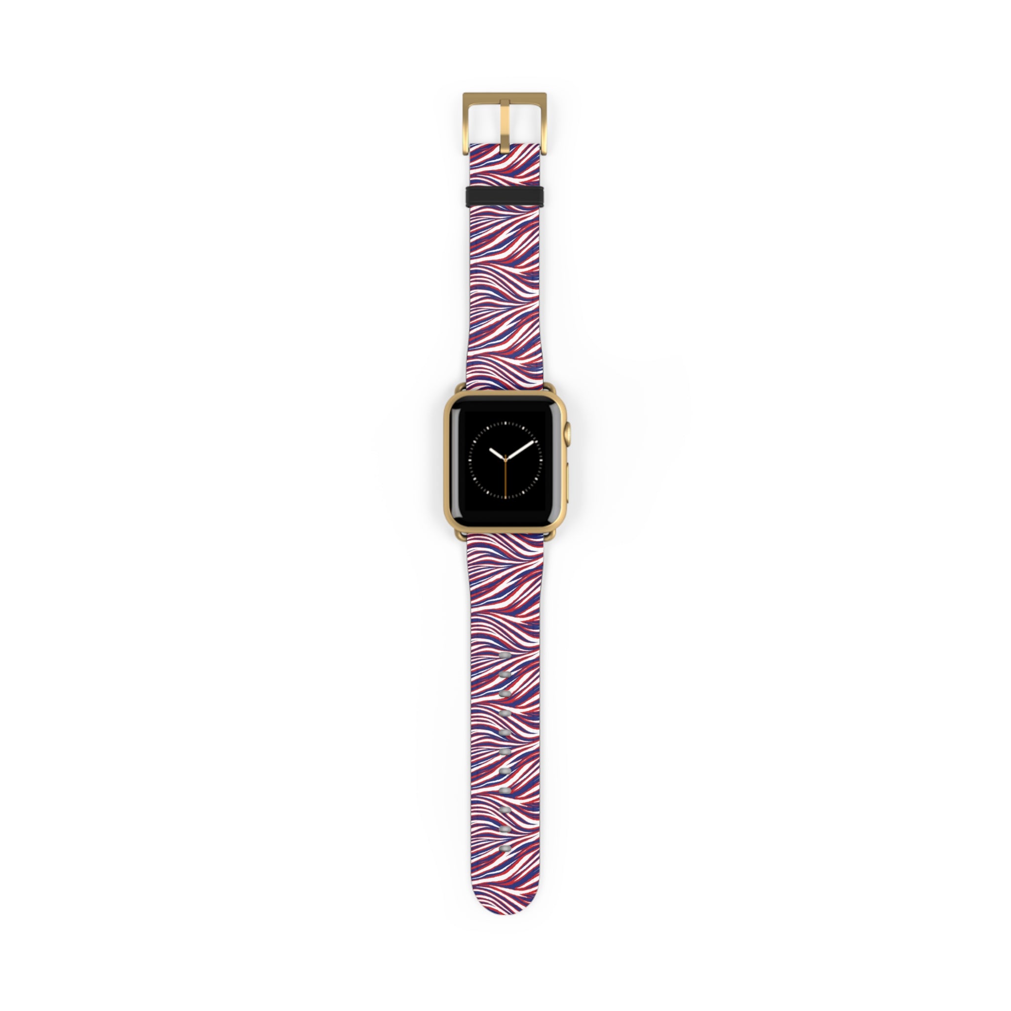 Wavy Red White Blue Pattern Watch Band — Abstract Striped Apple Watch Strap