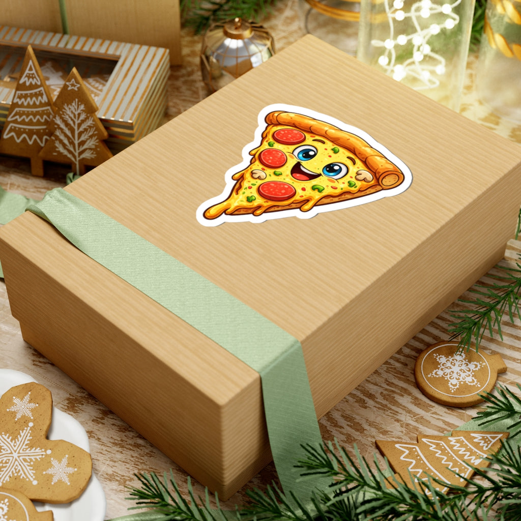 Smiling Pepperoni Pizza Sticker Kiss-Cut | Cute Food Vinyl
