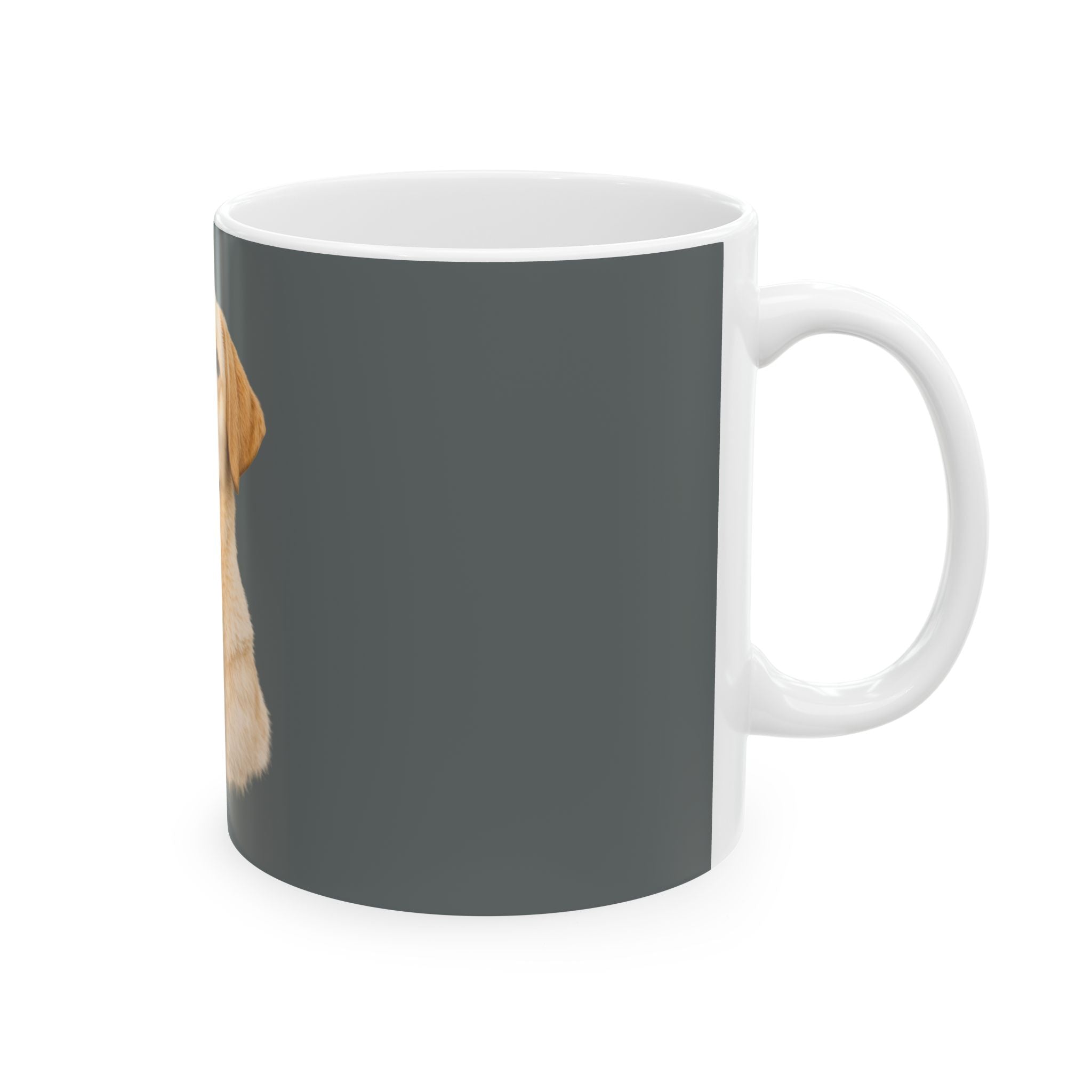 Yellow Labrador Portrait Mug | Dog Lover Ceramic Mug, Gray Background