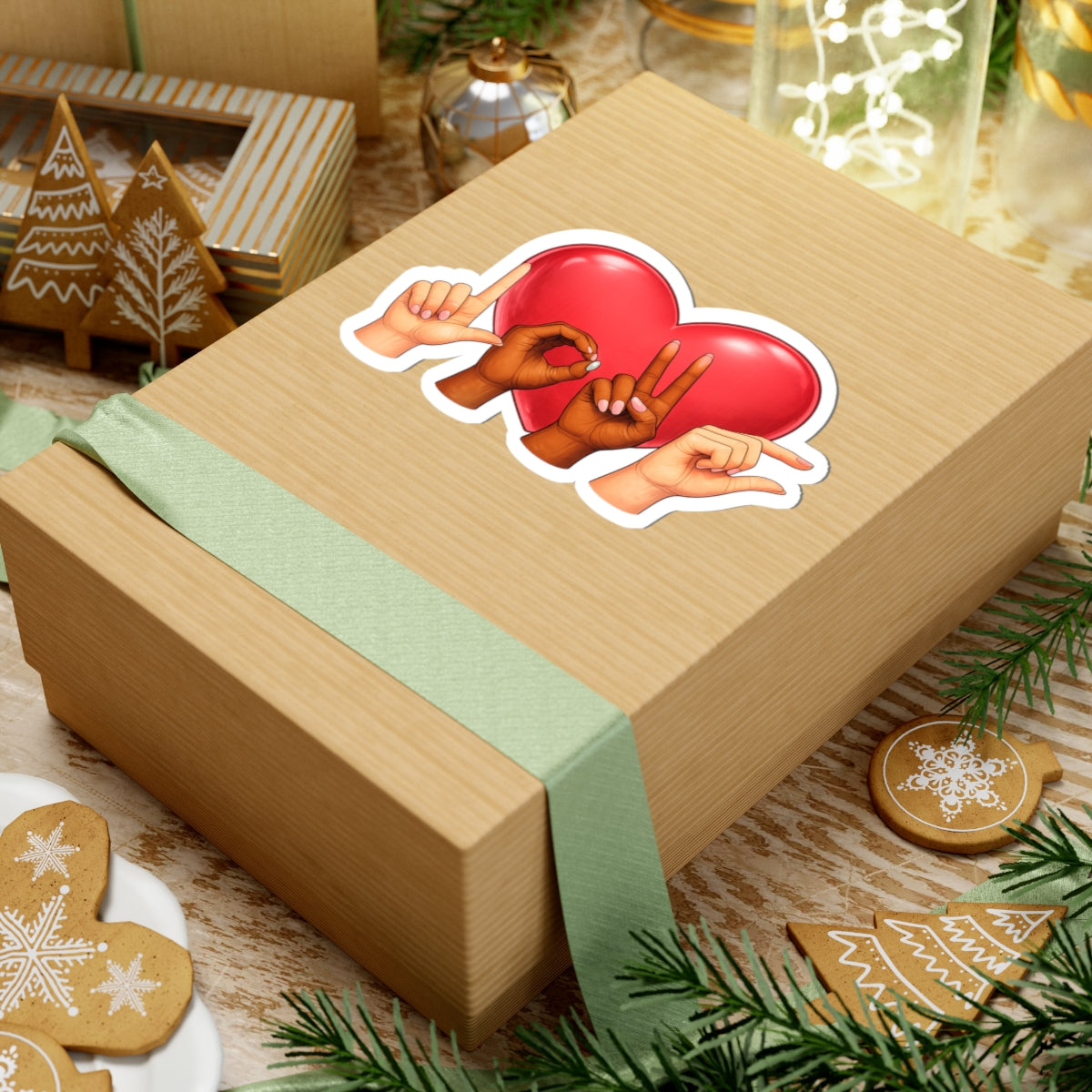 ASL Love Hands Heart sticker | Kiss-cut sticker