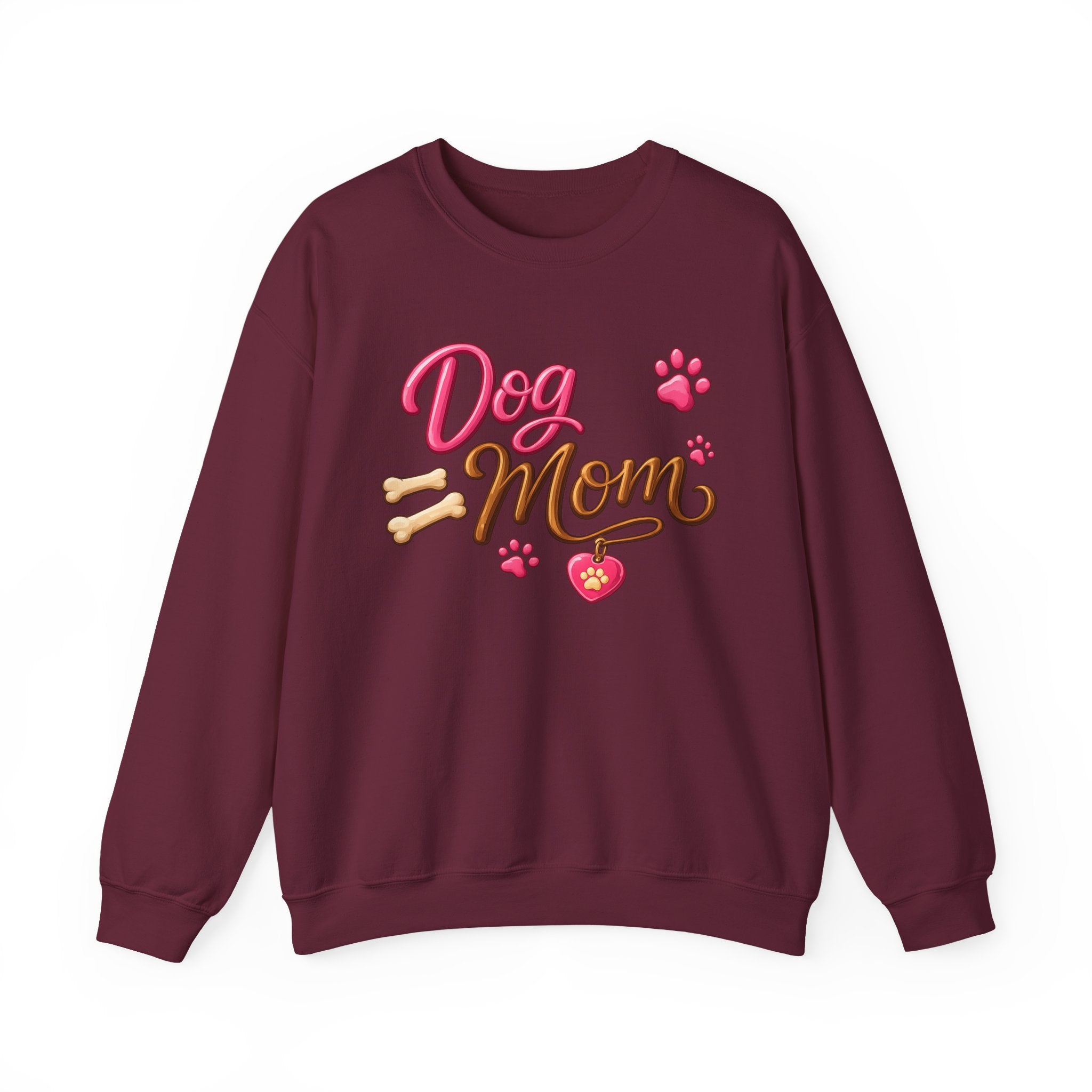 Dog Mom sweatshirt | paw prints, bones, heart tag