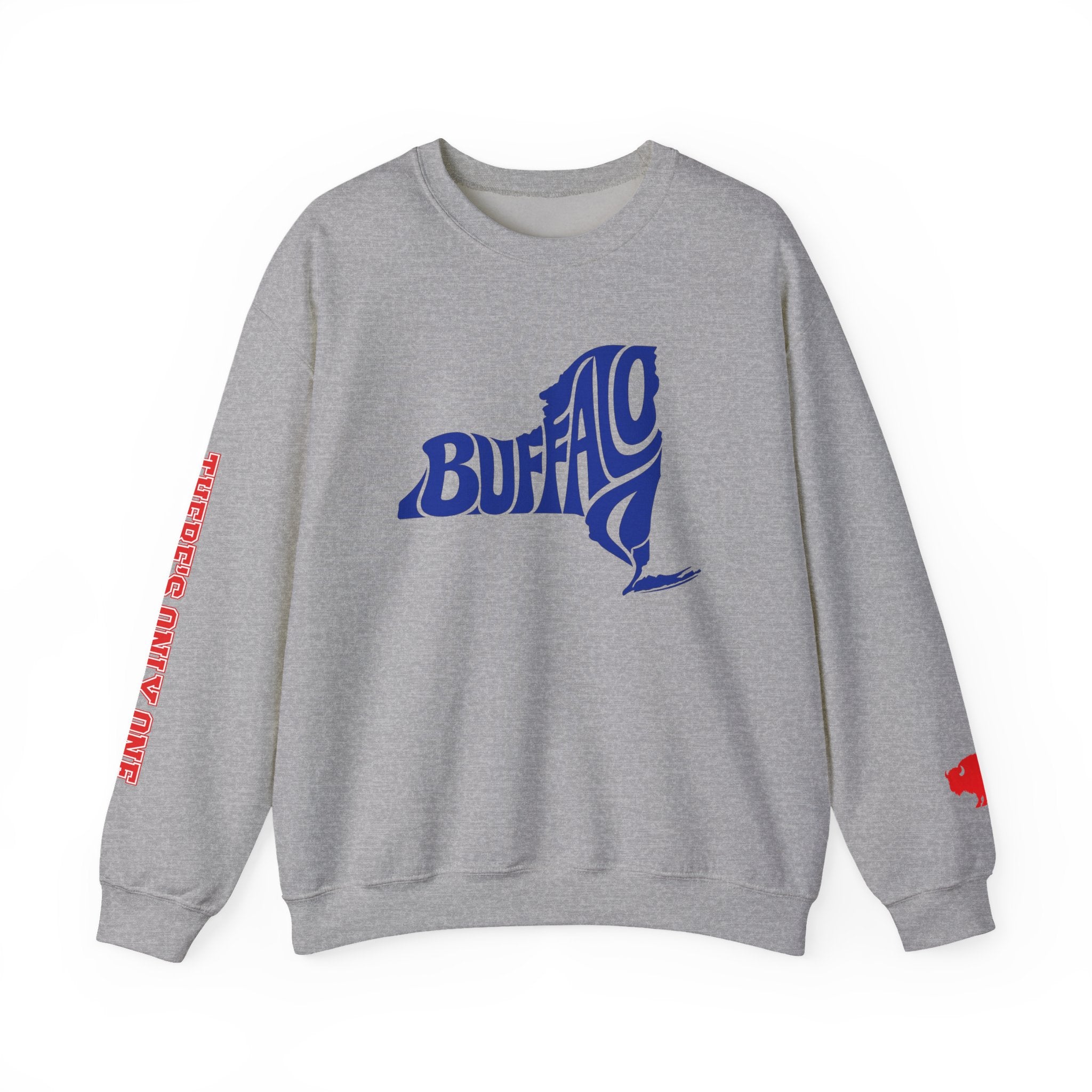 There's Only One NY team Buffalo outline script Crewneck | NY map sweatshirt