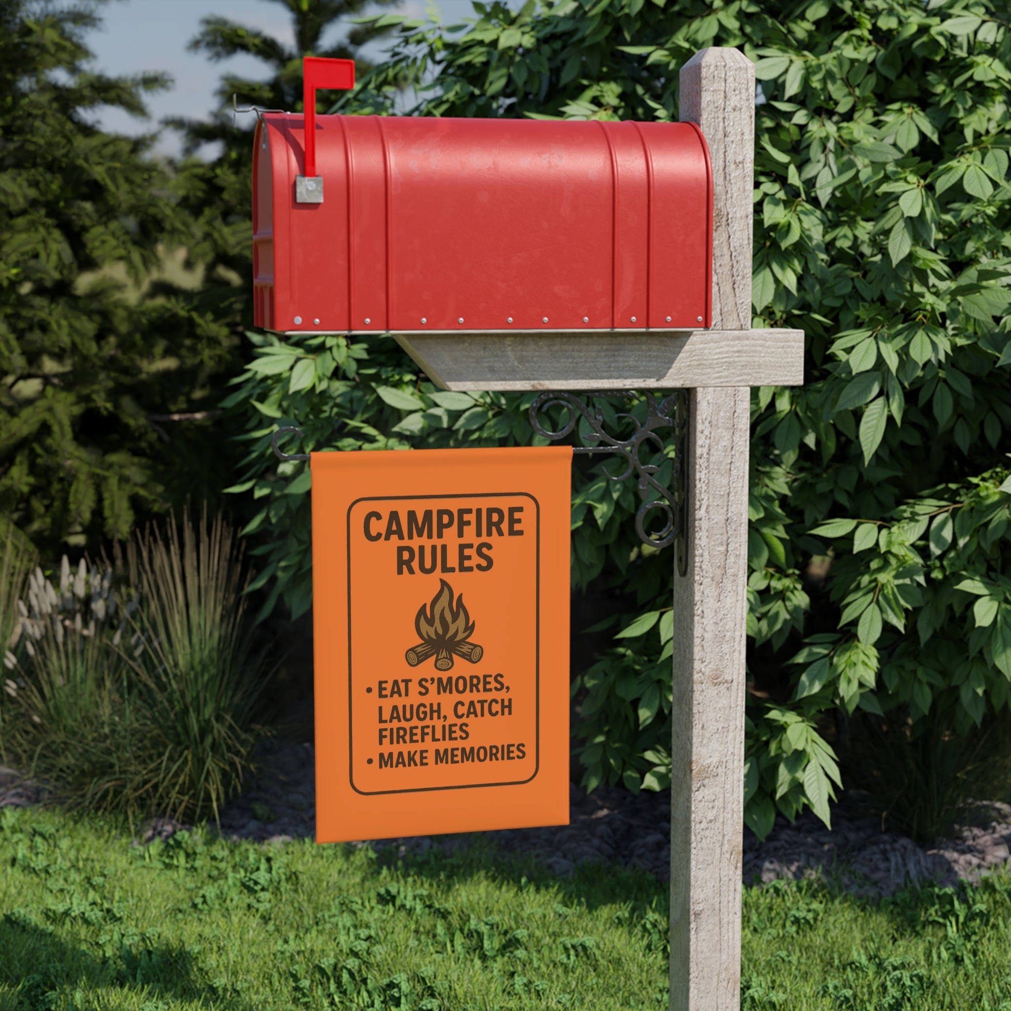 Campfire Rules Garden Banner | Outdoor Camping Sign, S'mores Firefly Memories