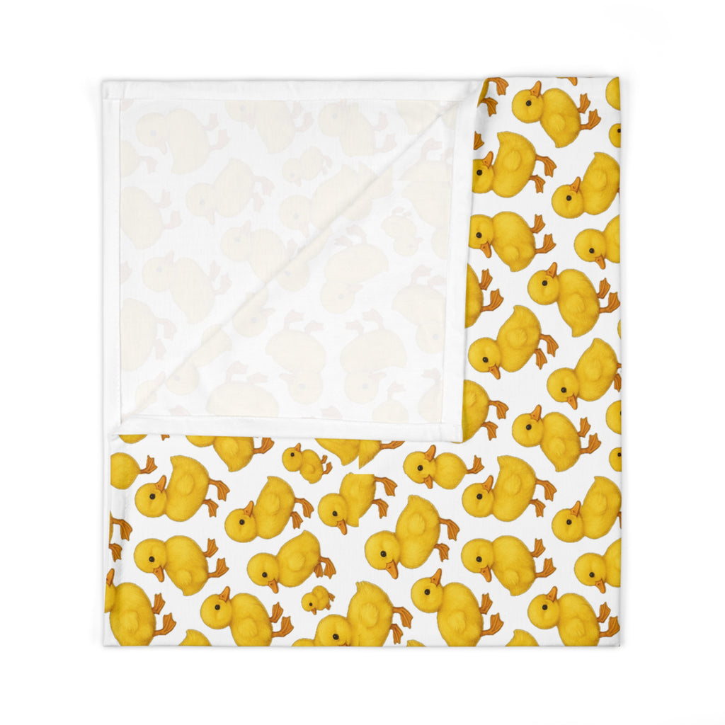 Yellow Duck Pattern Baby Swaddle Blanket | Cute Duckling Print