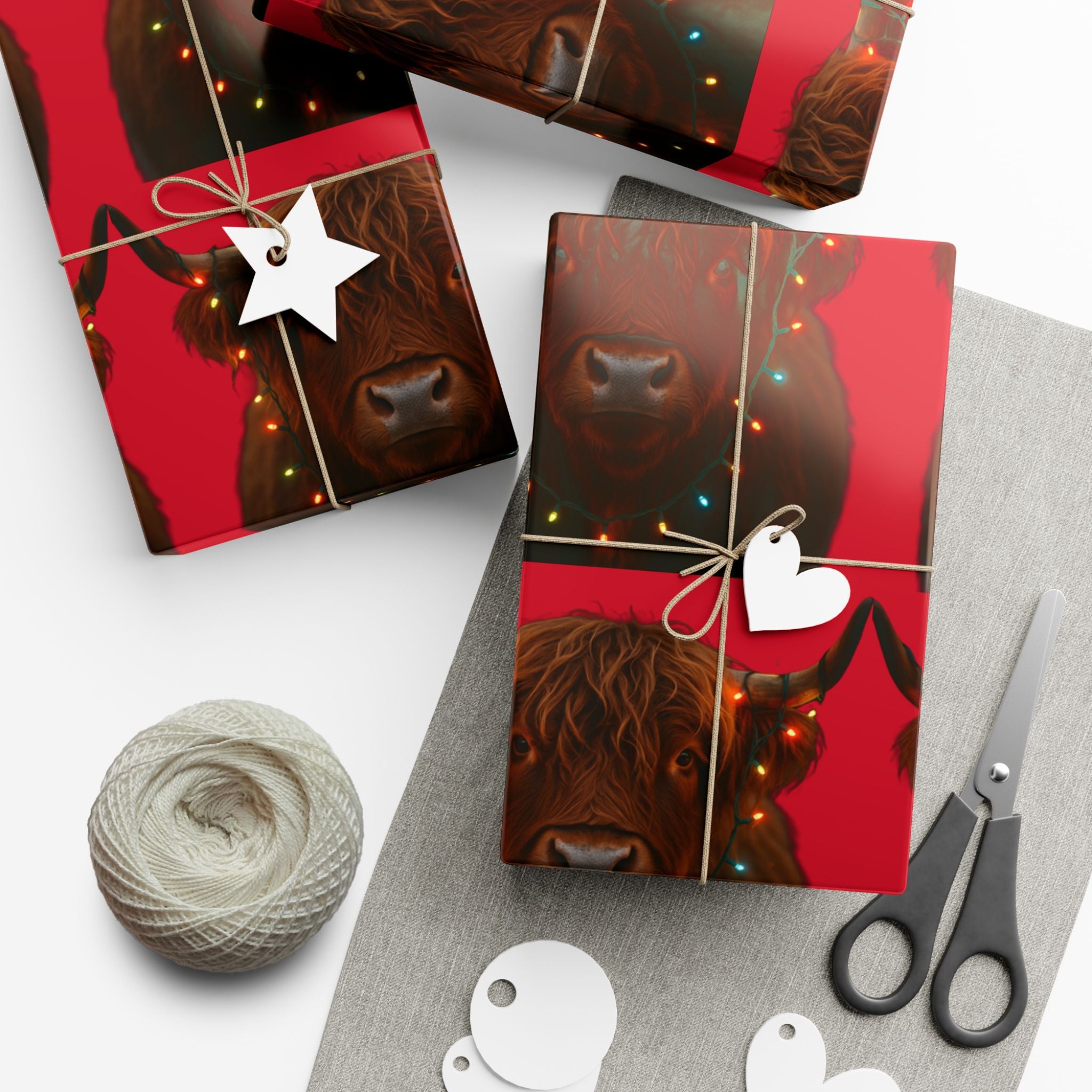 Highland Cow Pattern Gift Wrap Paper | Christmas Cow Wrapping Paper