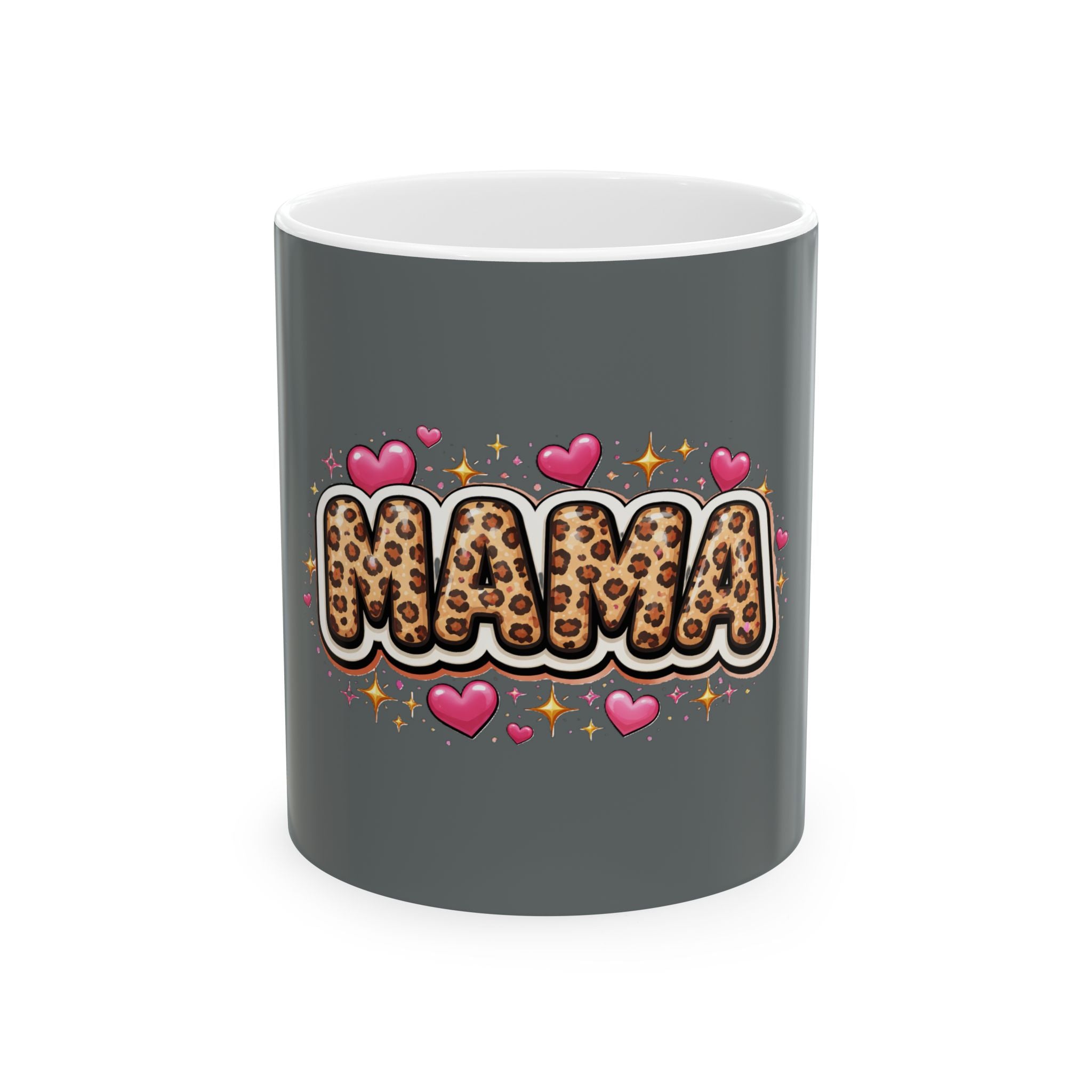 Mama Leopard Print Hearts Mug — Cute Mother’s Day Coffee Cup (11oz or 15oz)