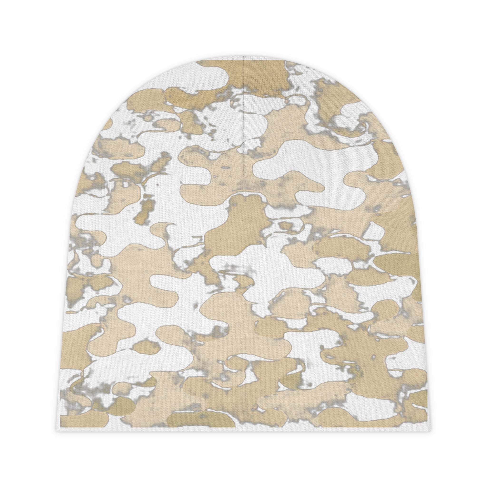 Neutral Desert Camo Baby Beanie | Beige White Camouflage Infant Hat