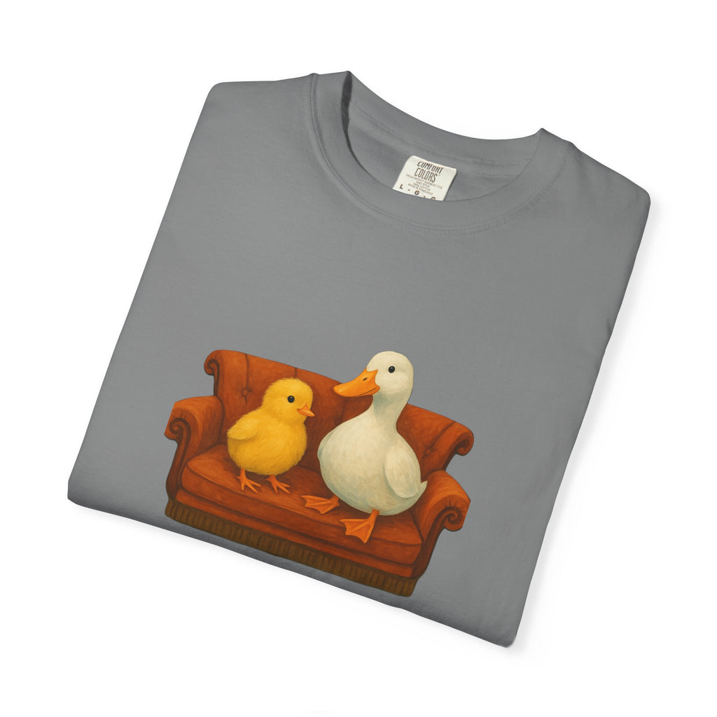 Duck and Chick on Couch T-Shirt | Cute Animal Illustration