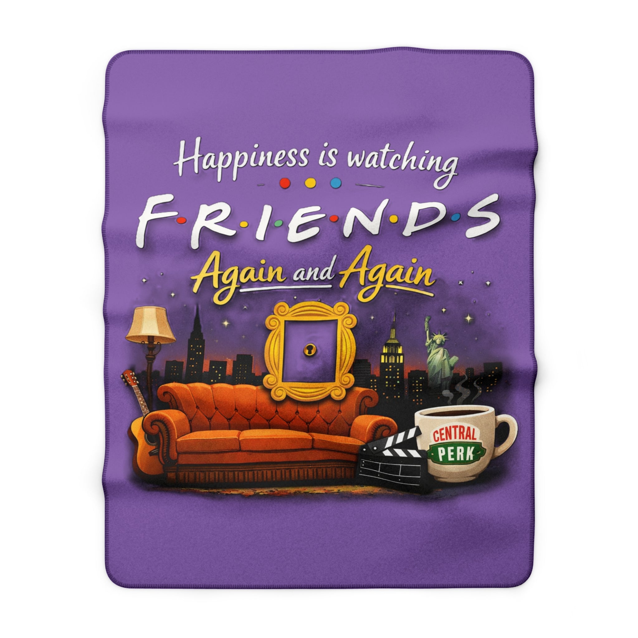 Friends TV Show Couch Sherpa Fleece Blanket | Central Perk