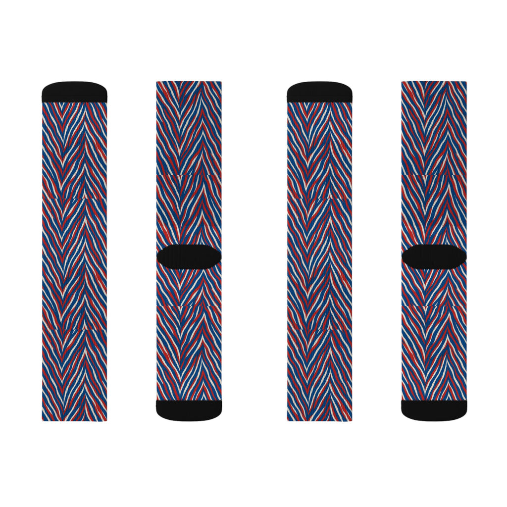 Red White Blue Chevron Pattern Socks | Sublimation Socks