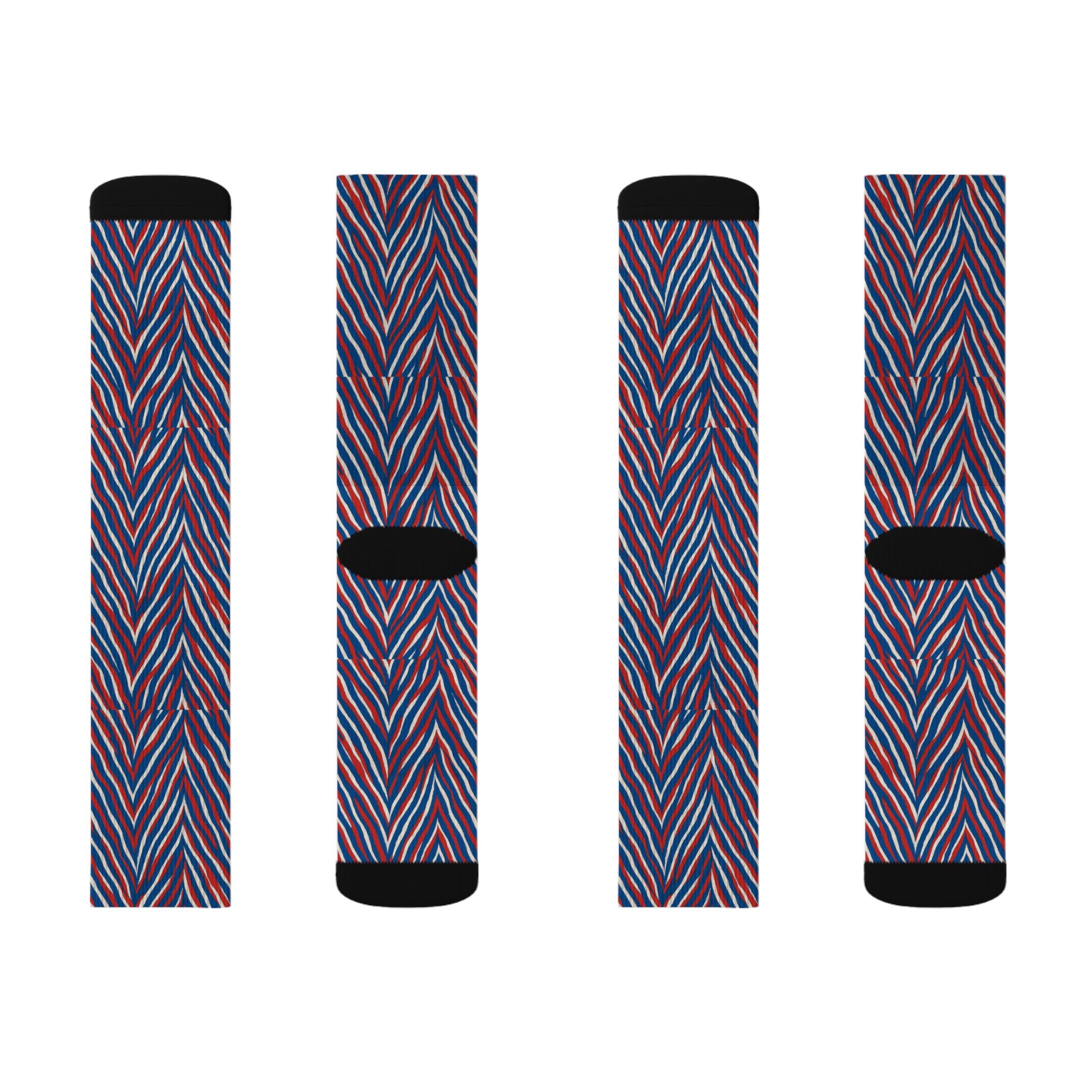 Red White Blue Chevron Pattern Socks | Sublimation Socks