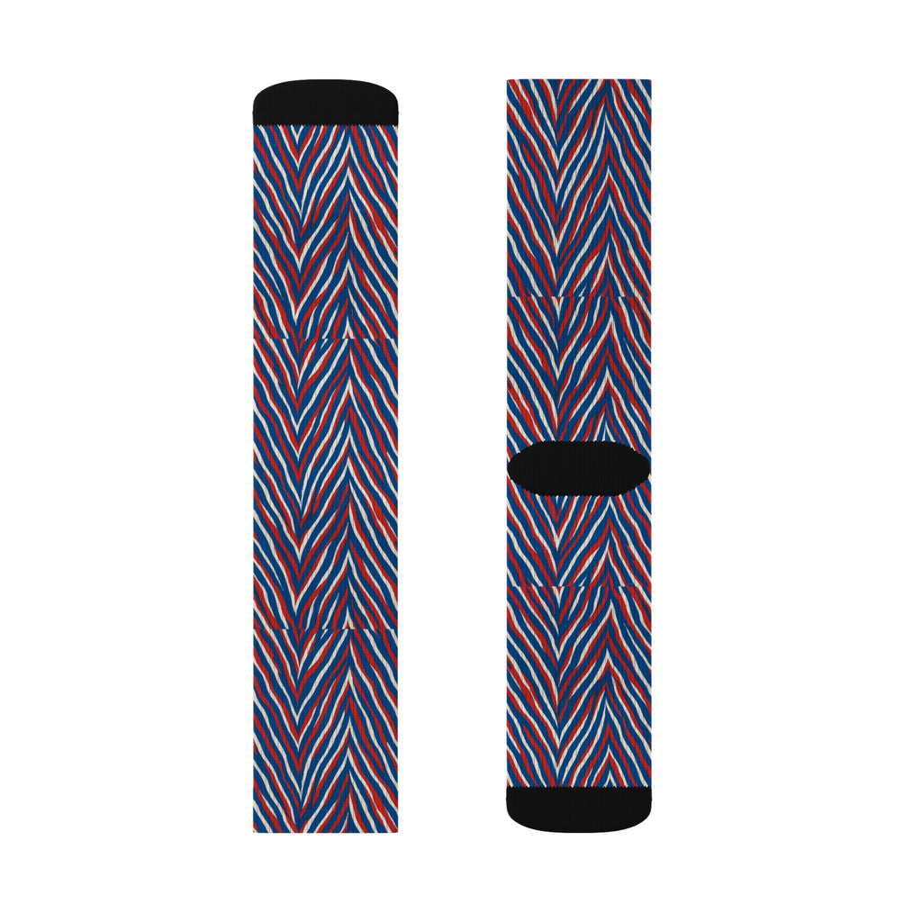 Red White Blue Chevron Pattern Socks | Sublimation Socks
