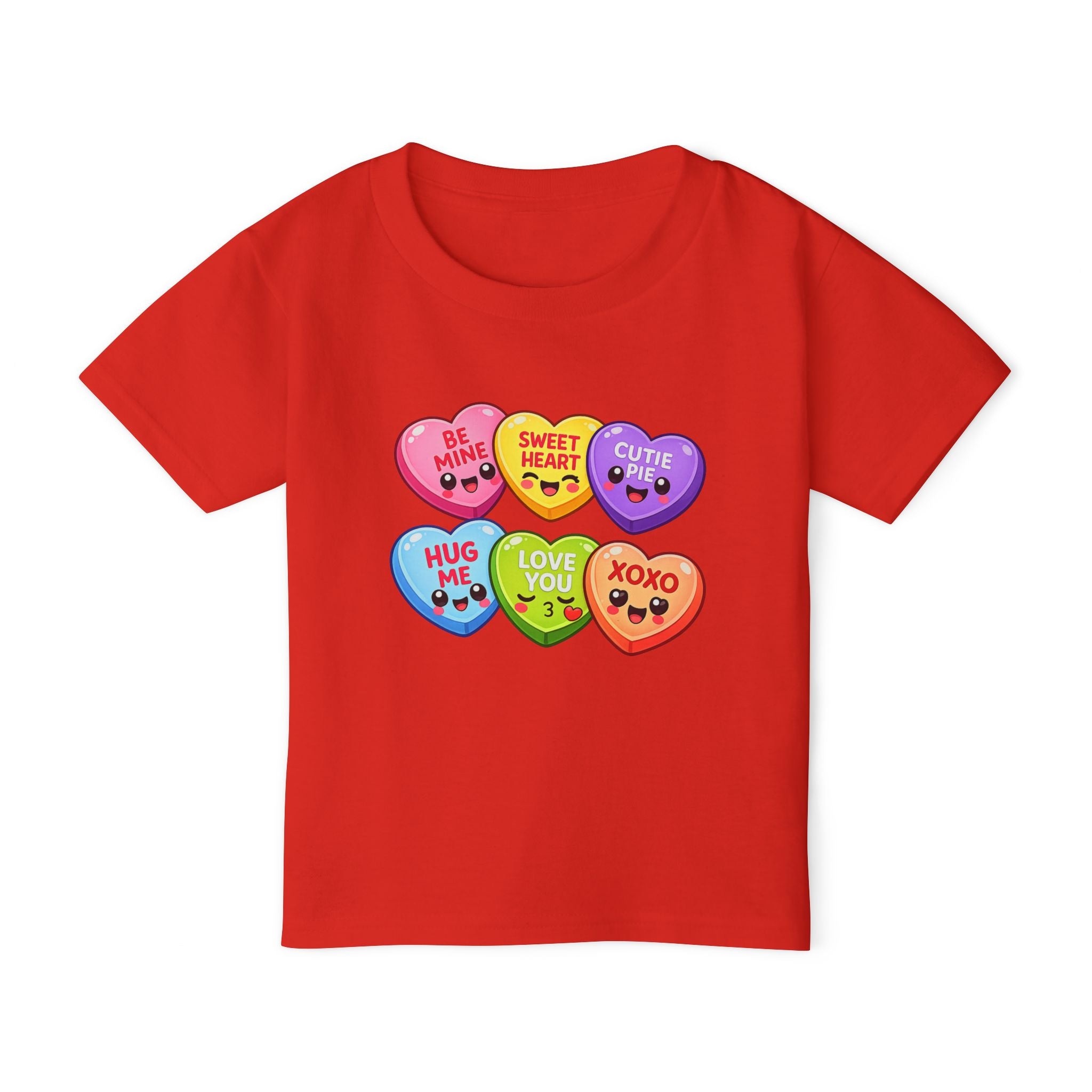 Candy Heart Characters Toddler T-shirt | Valentine Conversation Hearts Design