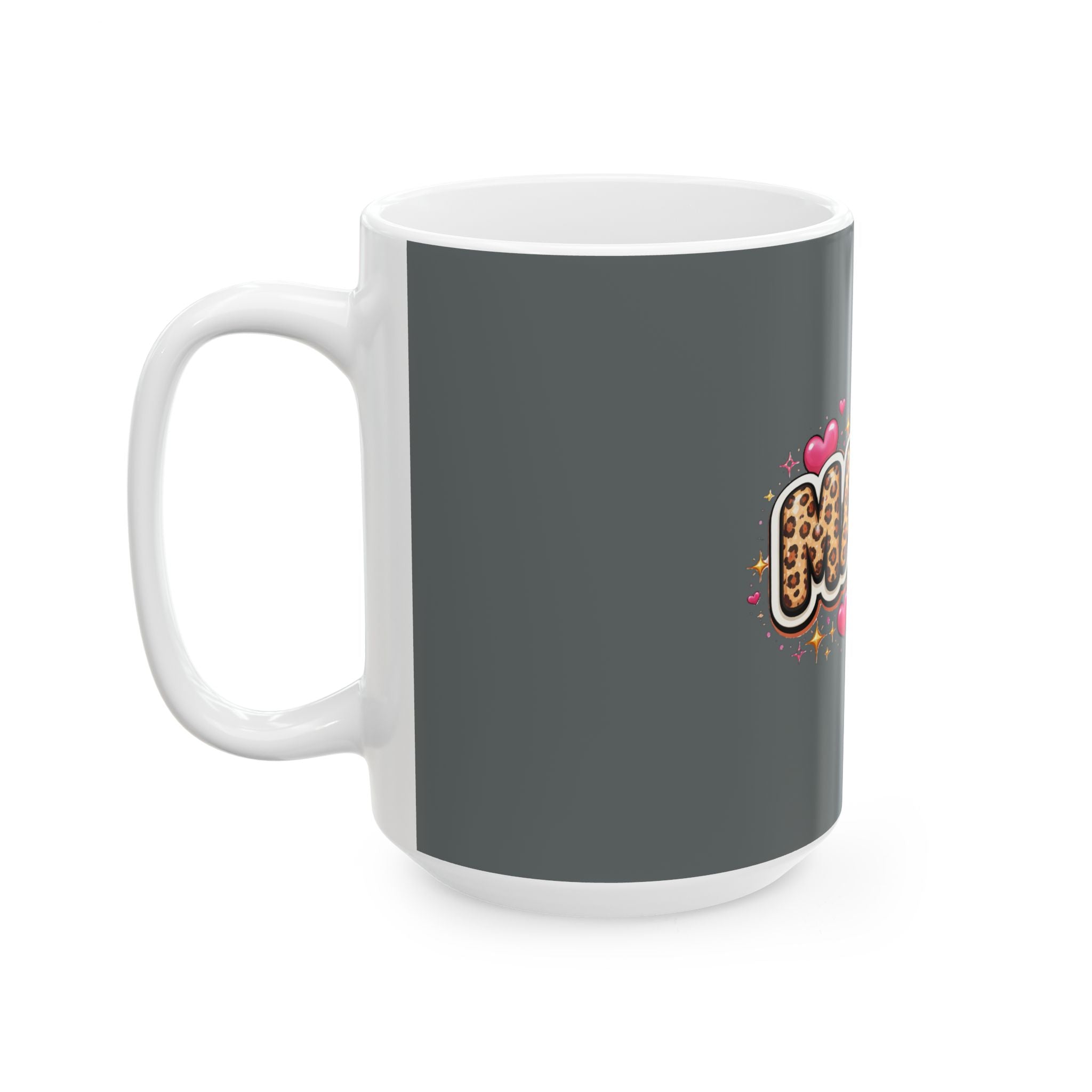 Mama Leopard Print Hearts Mug — Cute Mother’s Day Coffee Cup (11oz or 15oz)