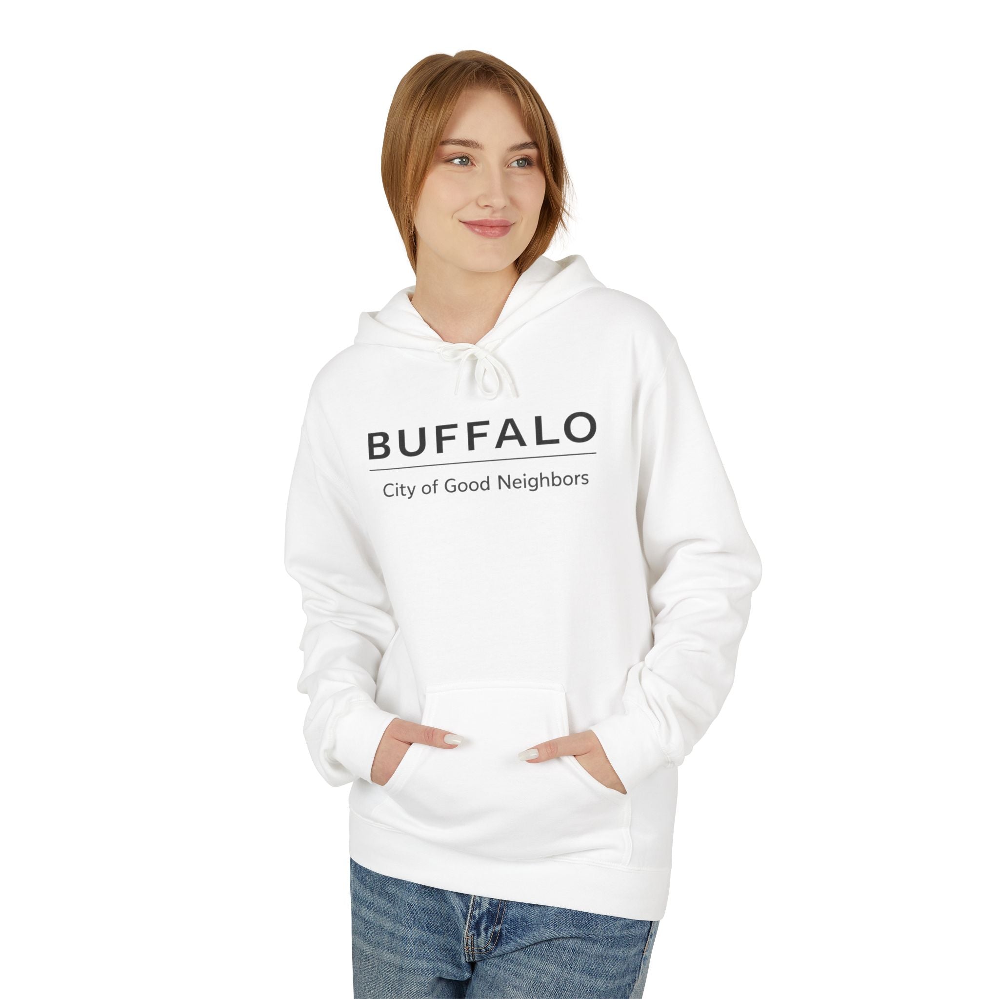 BUFFALO City of Good Neighbors Hoodie | Buffalo NY Minimal Text Pullover