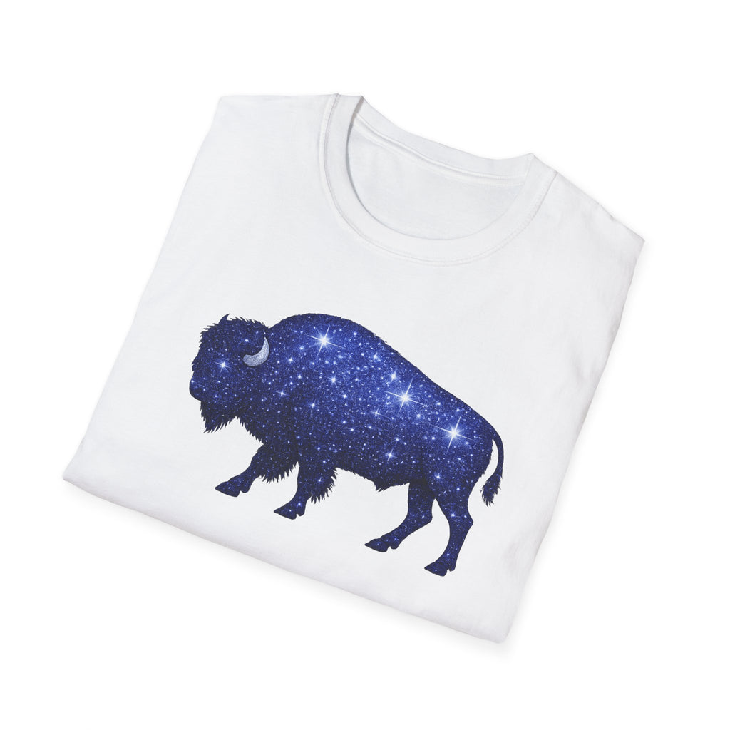 Starry Buffalo T-Shirt | Night Sky Bison Silhouette