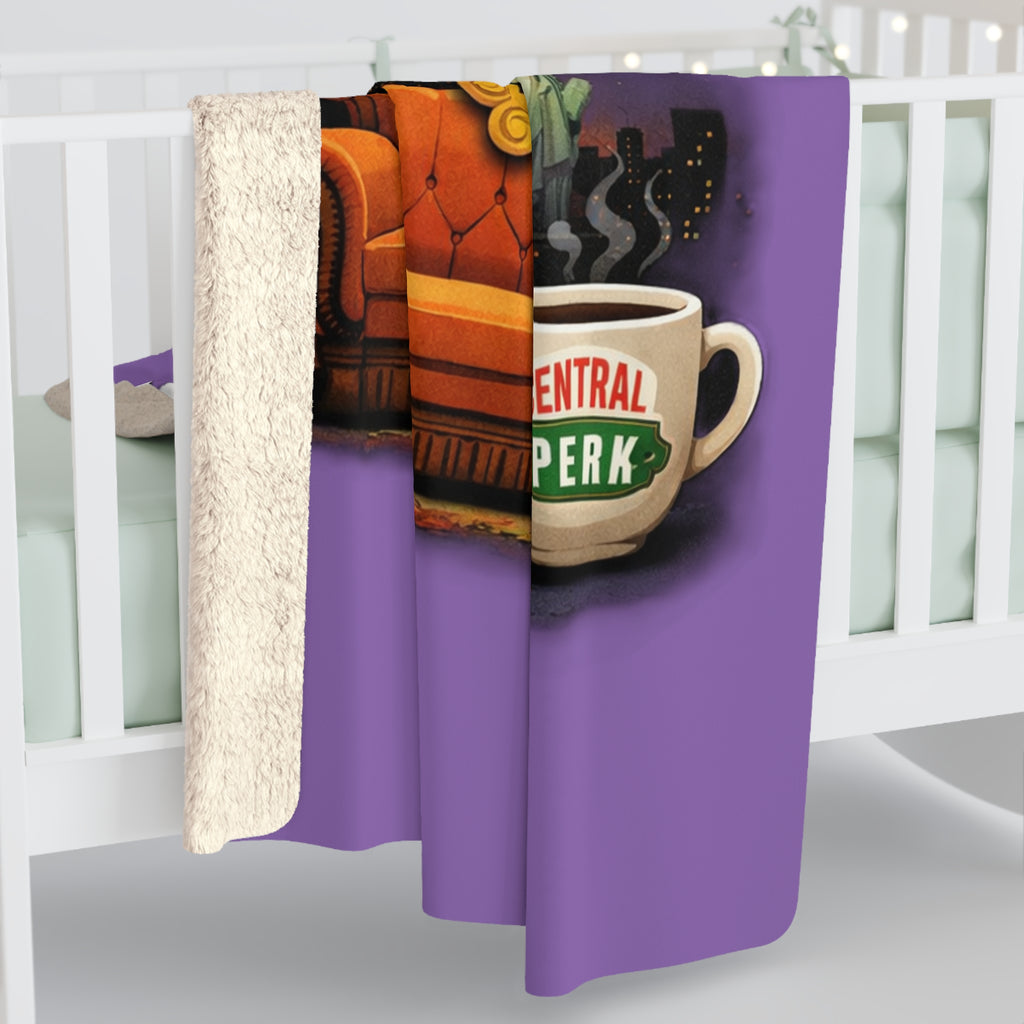 Friends TV Show Couch Sherpa Fleece Blanket | Central Perk