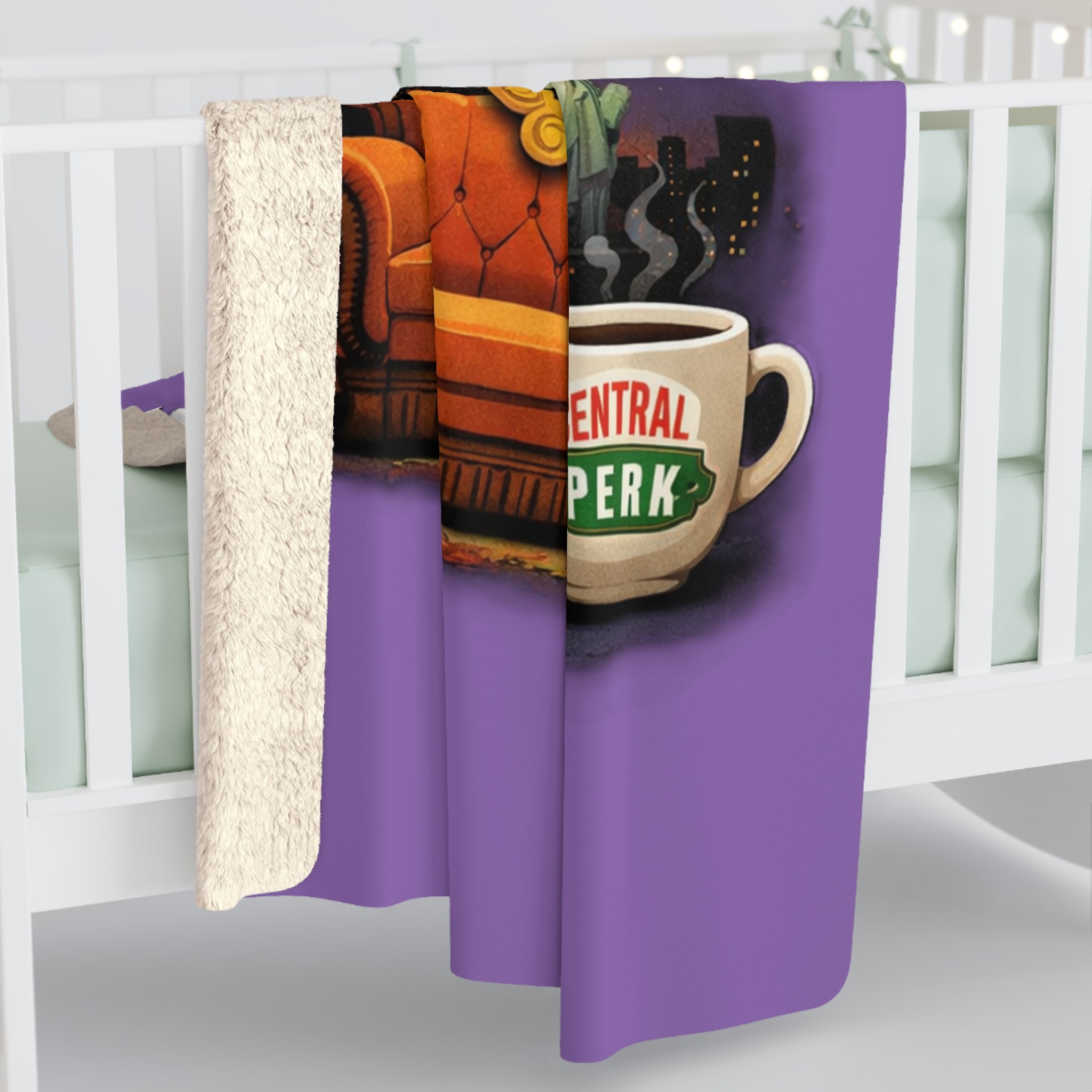 Friends TV Show Couch Sherpa Fleece Blanket | Central Perk