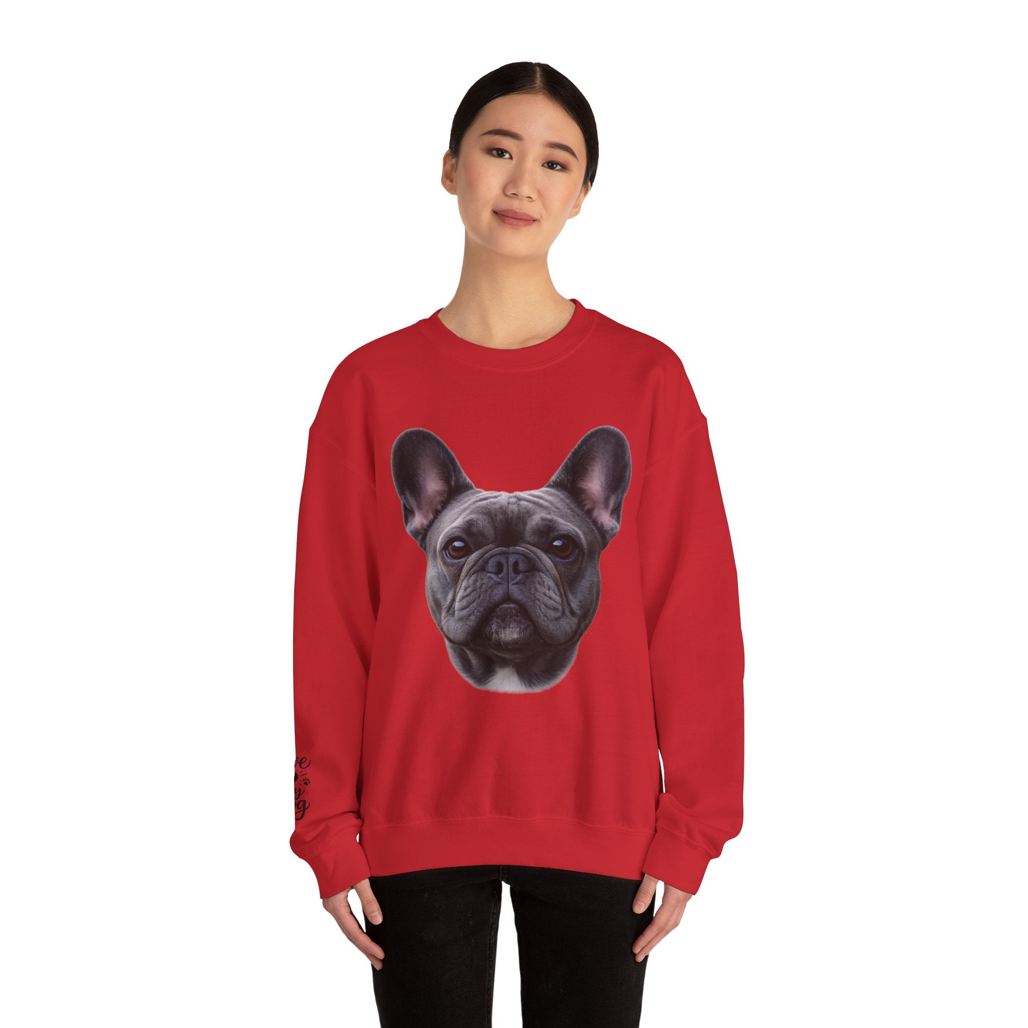 Black French Bulldog Face Sweatshirt | Frenchie Portrait Crewneck