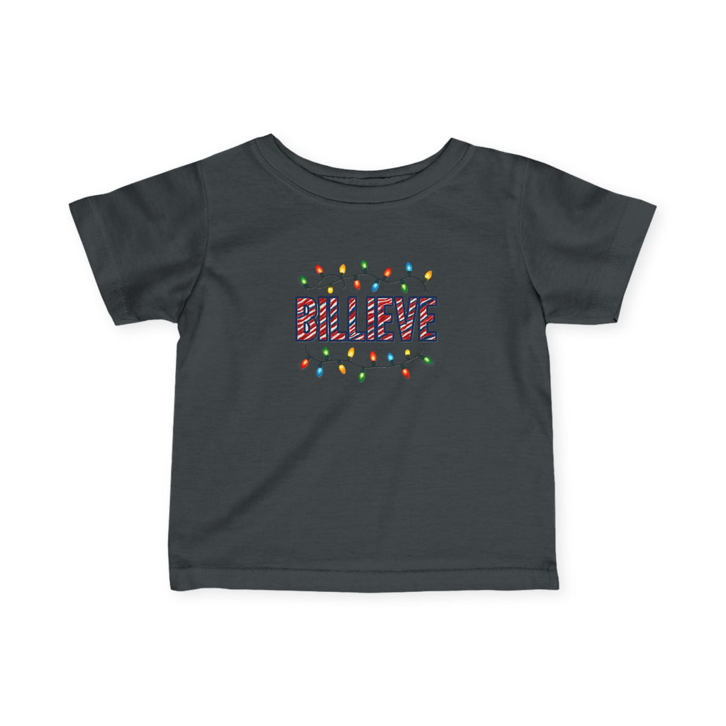 Billieve  text with Christmas lights Infant Tee | Holiday baby shirt