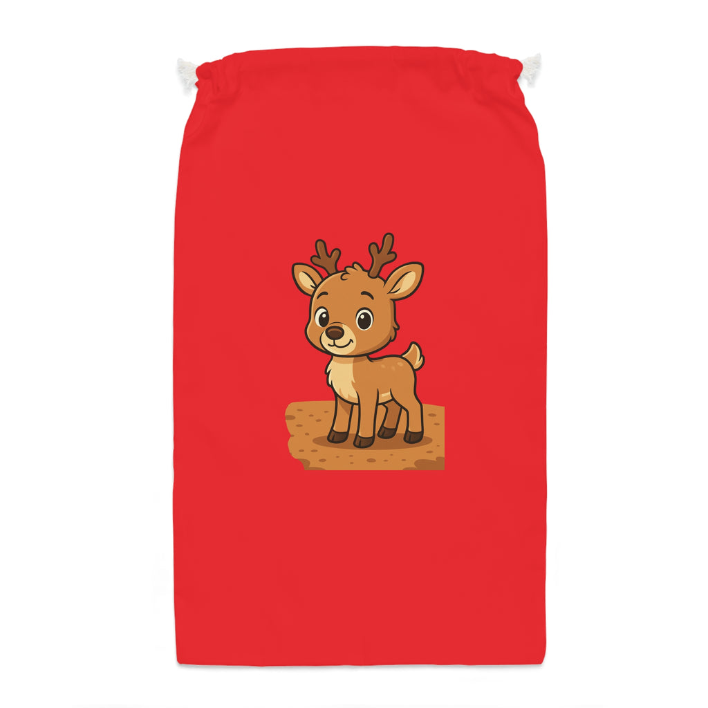 Cute Cartoon Reindeer Sack | Holiday Santa Gift Bag