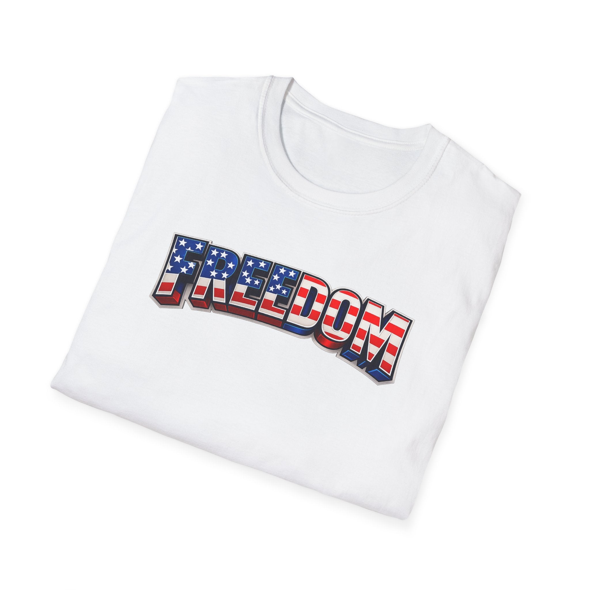 Freedom Flag T-Shirt — Patriotic USA Stars & Stripes Tee for 4th of July
