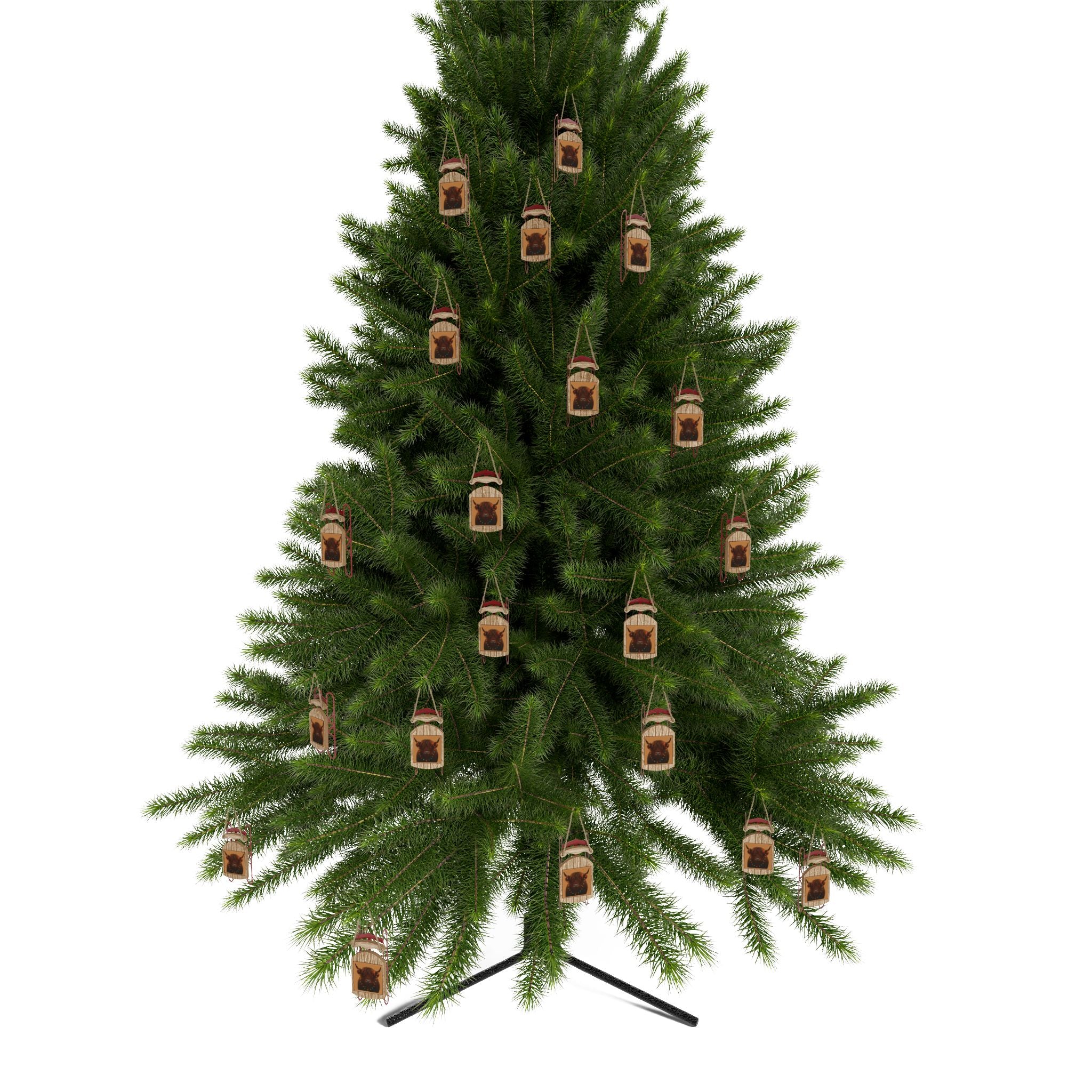 Highland Cow Sled Ornaments