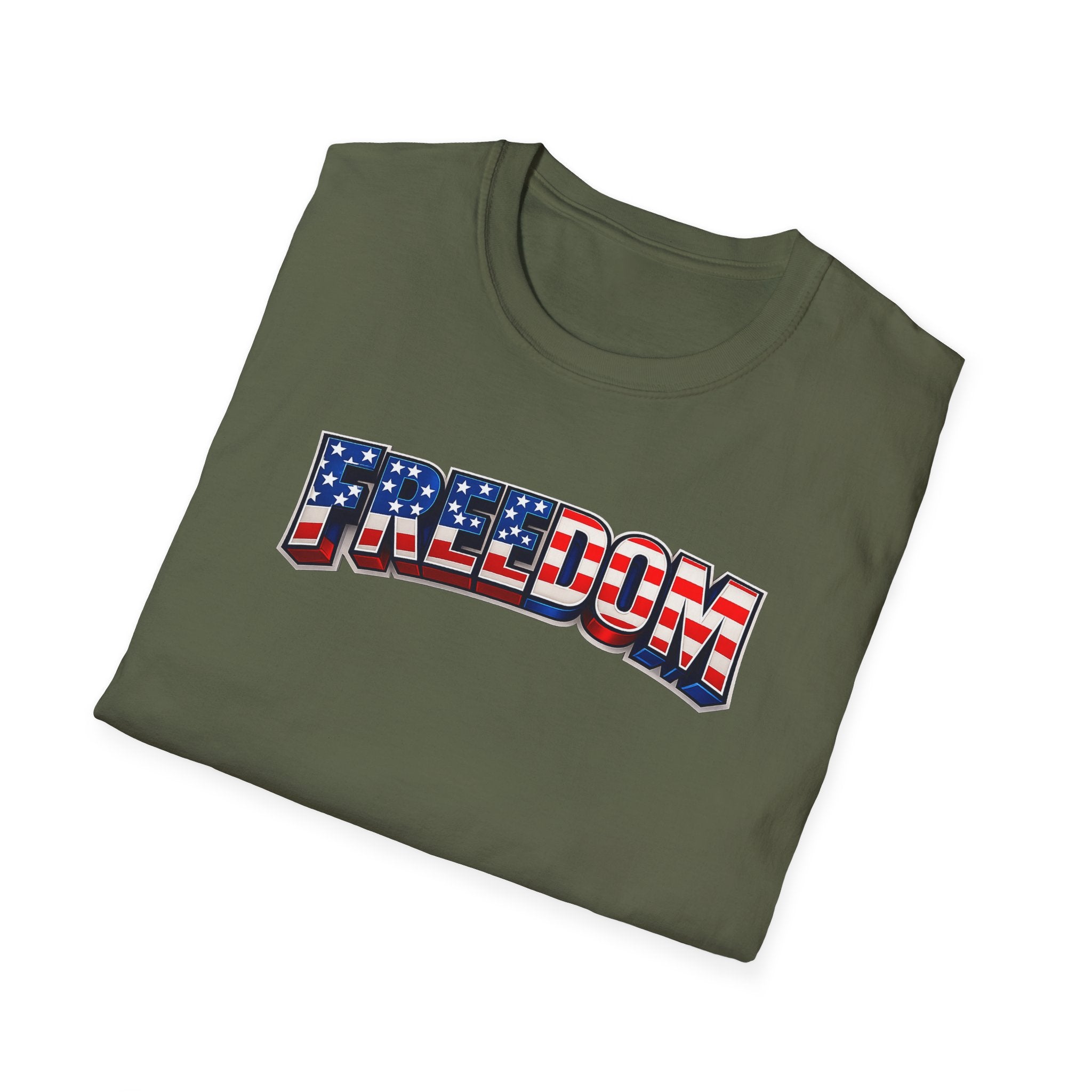 Freedom Flag T-Shirt — Patriotic USA Stars & Stripes Tee for 4th of July