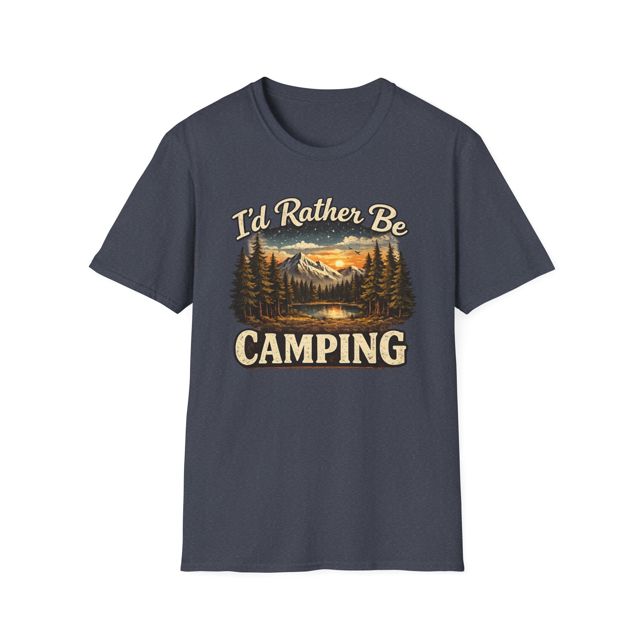 I'd Rather Be Camping T-Shirt | Mountain Forest Sunset Camping Shirt
