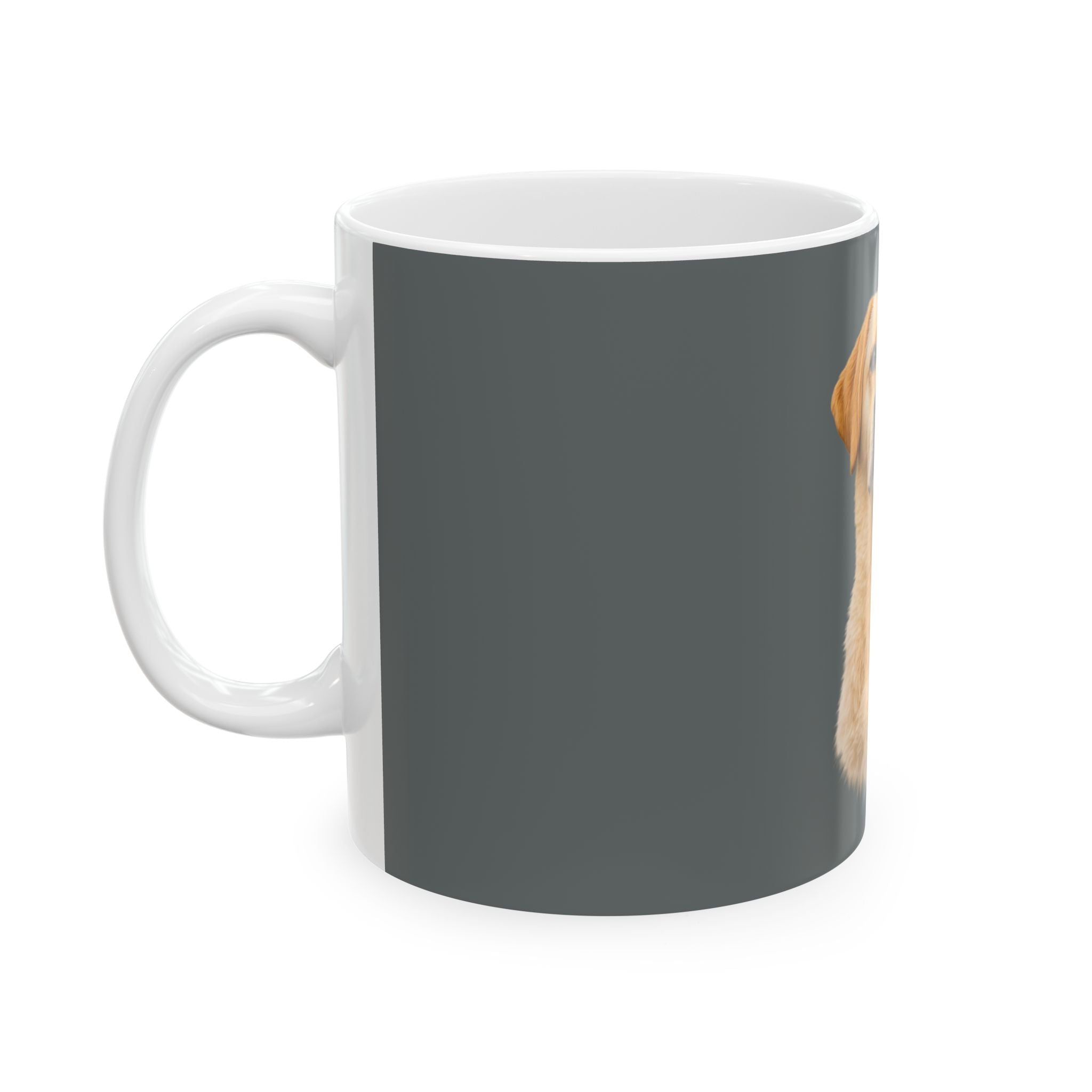 Yellow Labrador Portrait Mug | Dog Lover Ceramic Mug, Gray Background