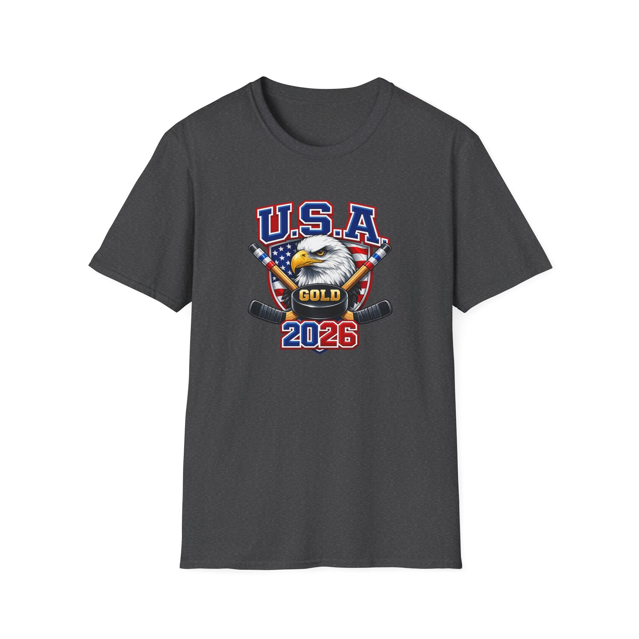USA Gold 2026 Hockey T-Shirt — American Eagle & Flag Sports Tee