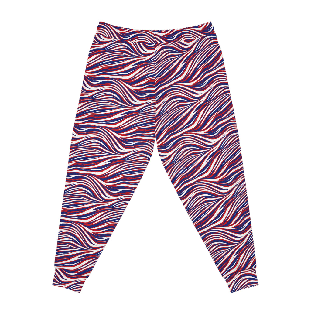Buffalo Red White Blue Wavy Stripe Joggers | All-Over Print Athletic Joggers