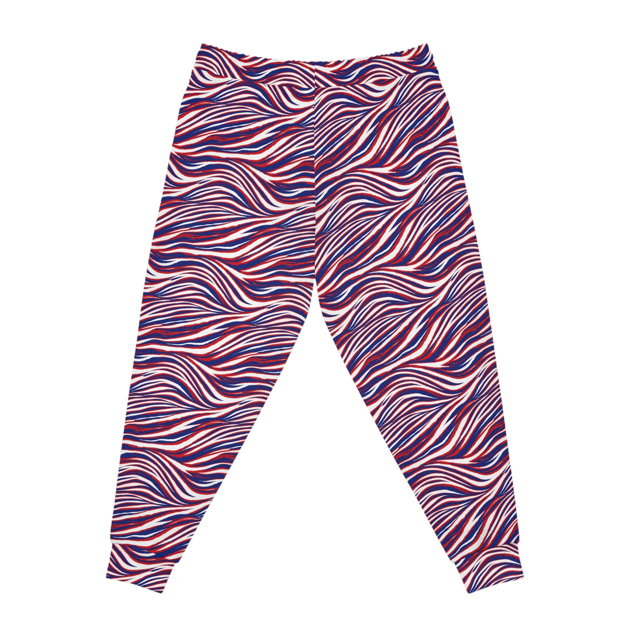 Buffalo Red White Blue Wavy Stripe Joggers | All-Over Print Athletic Joggers