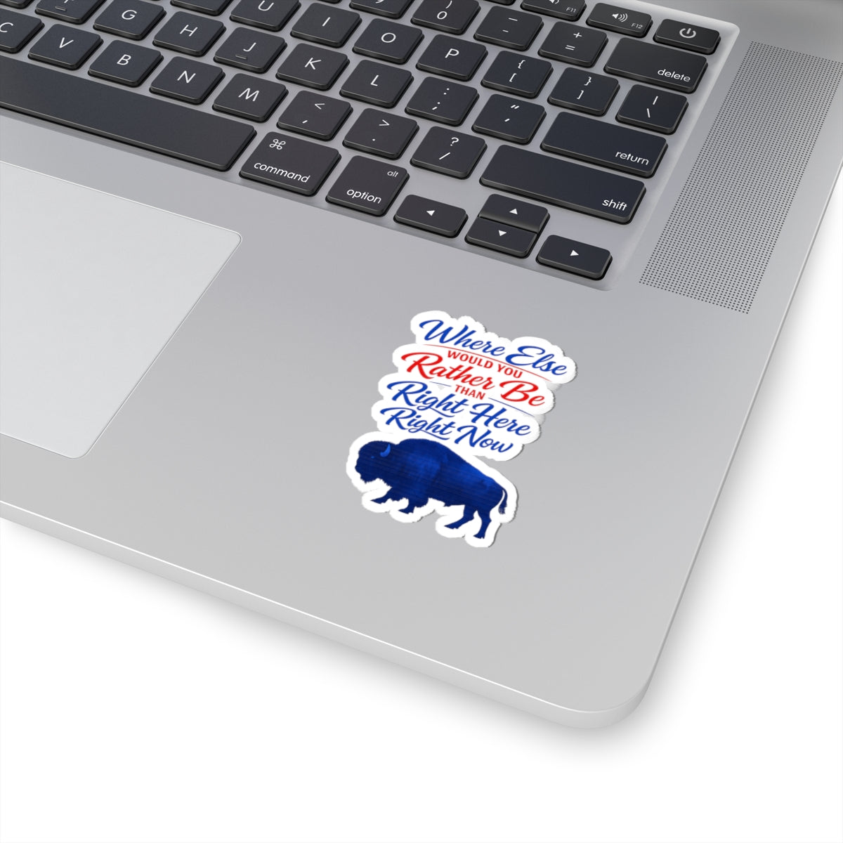 Where Else Would You Rather Be Than Right Here Right Now Kiss-Cut Sticker | Buffalo Silhouette, Red White Blue