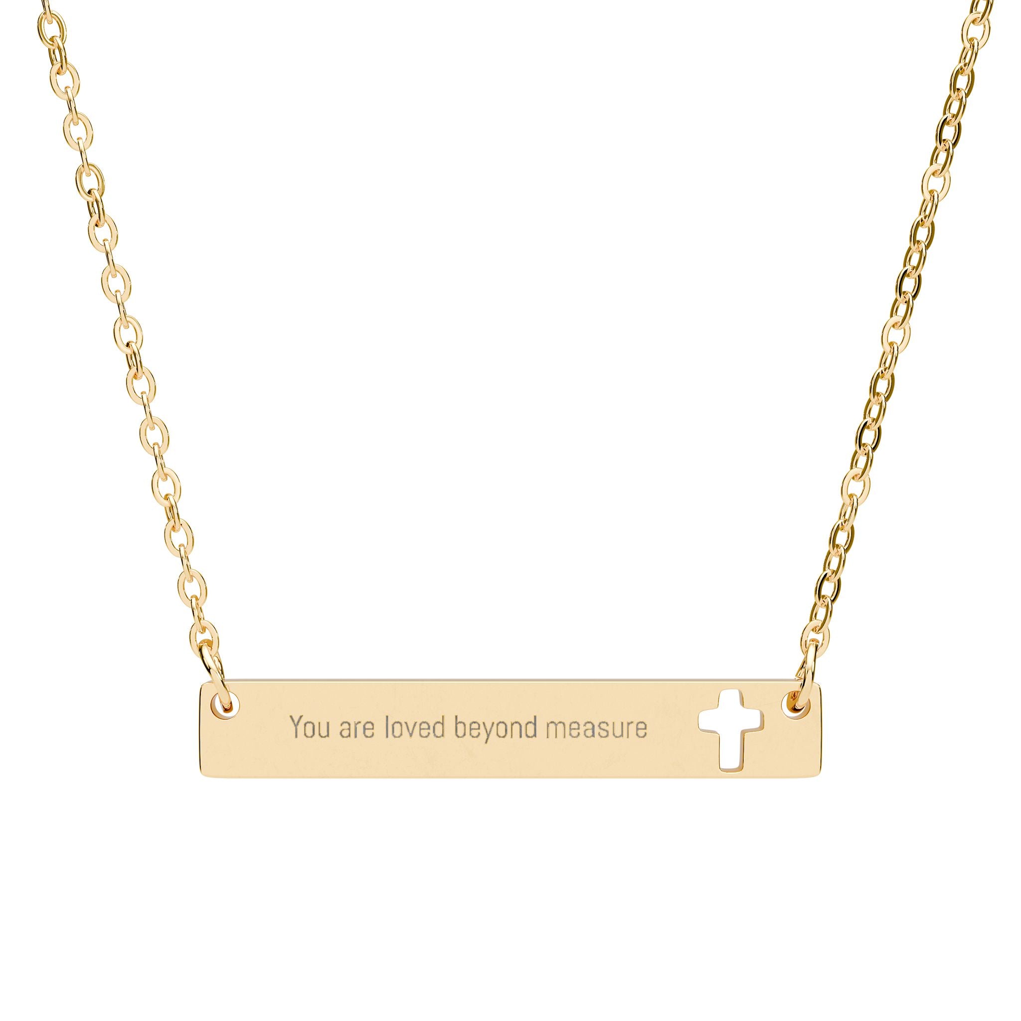 Cutout Cross Bar Necklace (Engraving) You are loved beyond measure