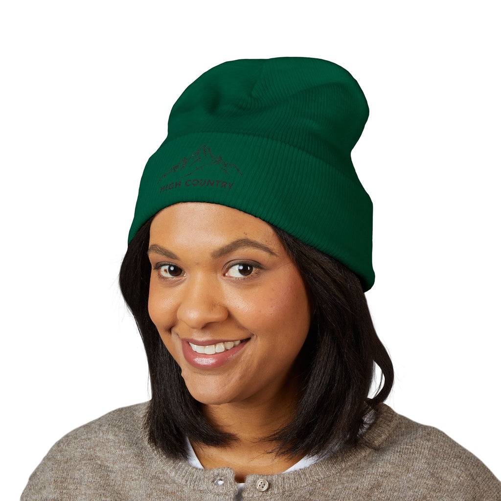 Embroidered Mountain Logo Beanie, Winter Ski Accessories, Outdoor Adventure Hat, Nature Lover Gift, Ski Trip Apparel