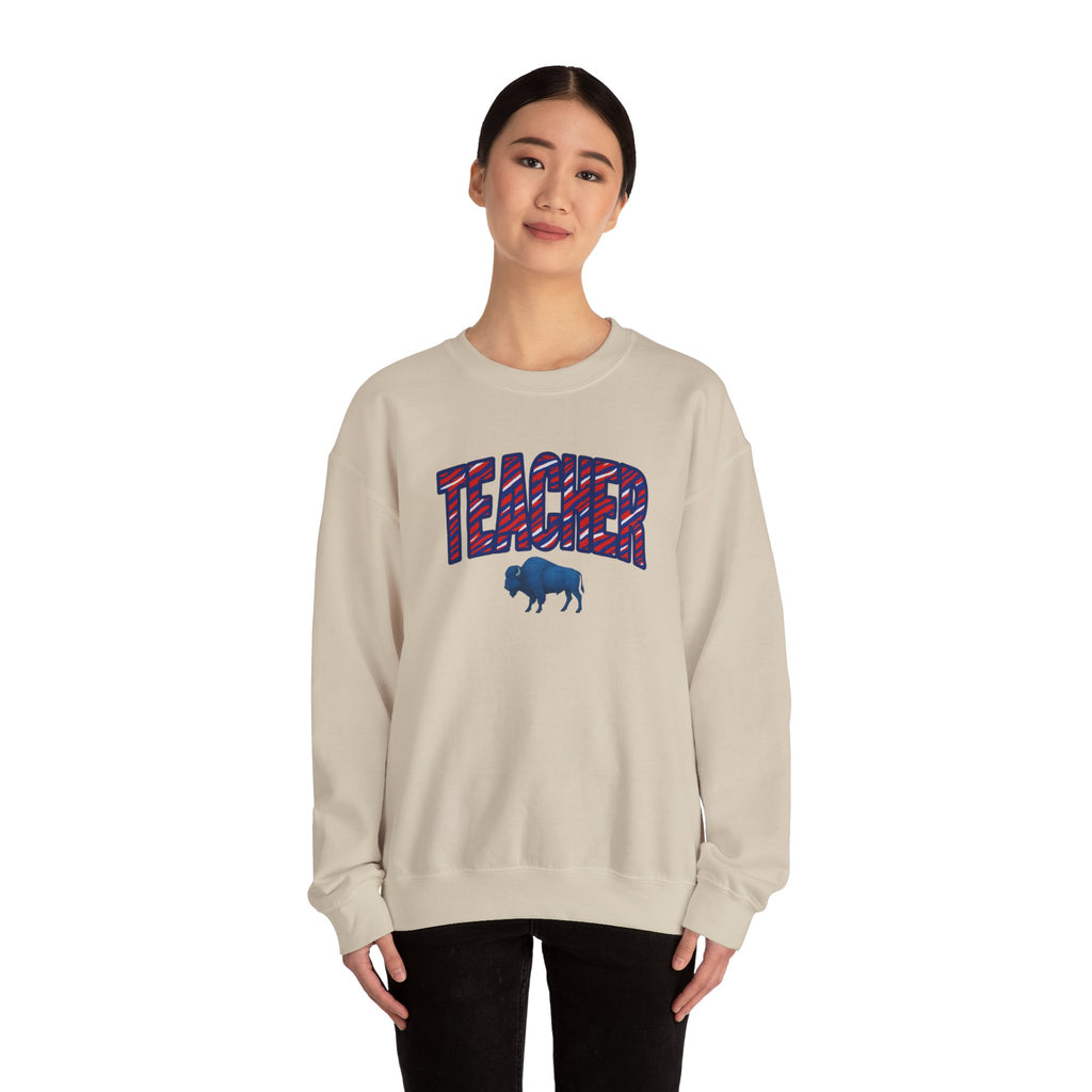 Teacher buffalo plaid arch Sweatshirt | Teacher crewneck