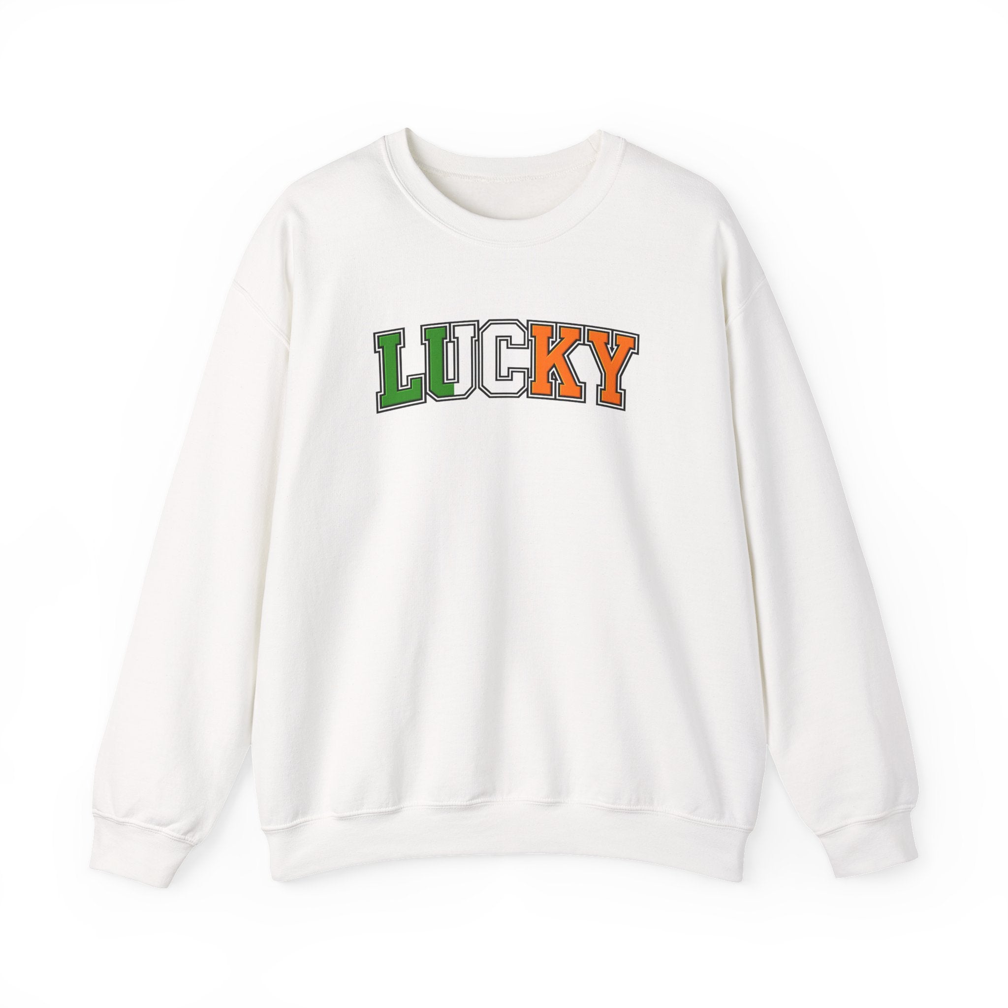 Lucky Crewneck Sweatshirt — St. Patrick’s Day Green & Orange Retro College Style