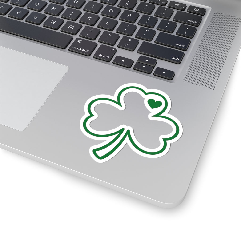 Green Shamrock Heart Sticker | Kiss-Cut Sticker