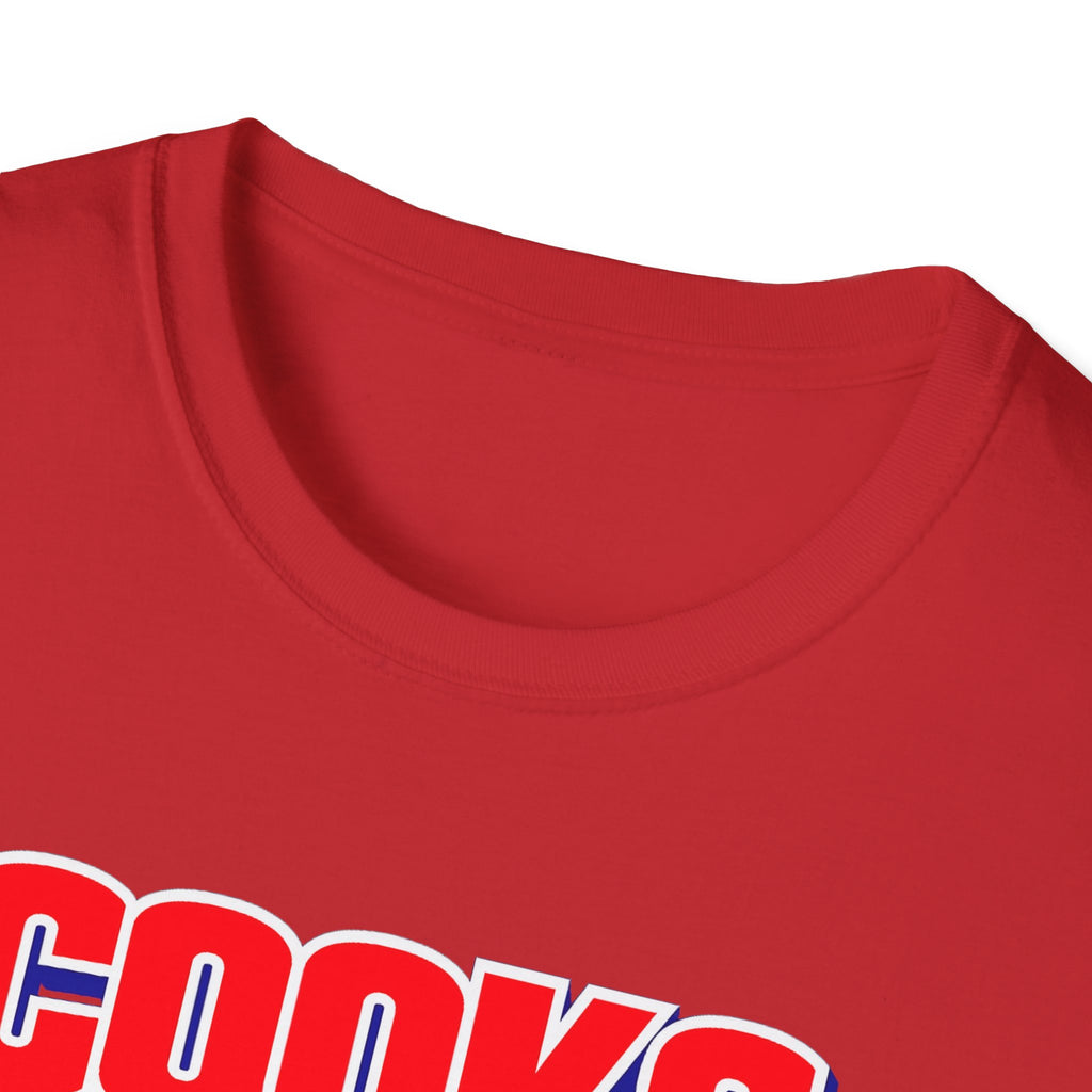 Cooks Caught It T-Shirt | Bold Red Blue Retro Typography