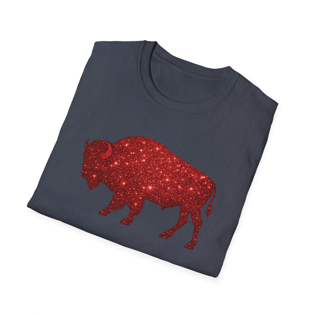 Red Buffalo Silhouette T-Shirt | Sparkle Star Pattern