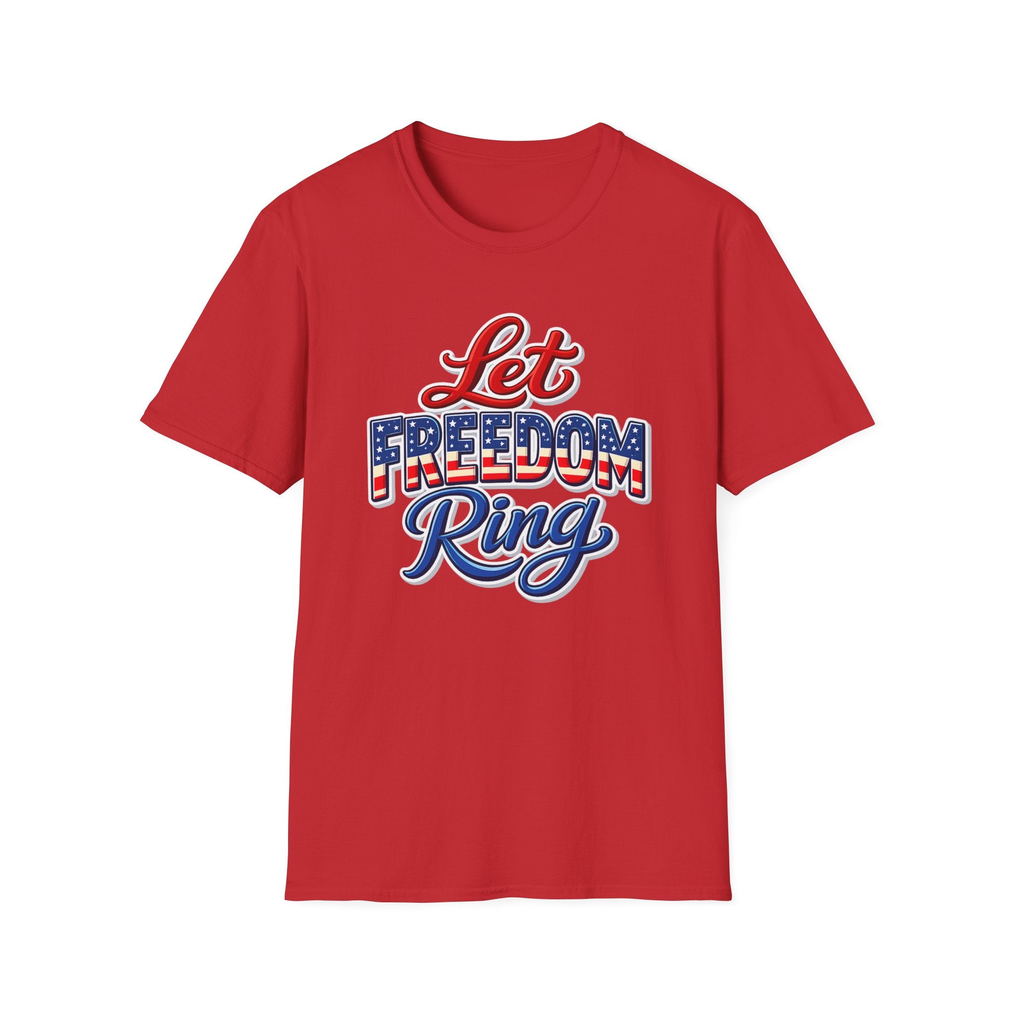 Let Freedom Ring T-Shirt | Patriotic USA Flag Typography
