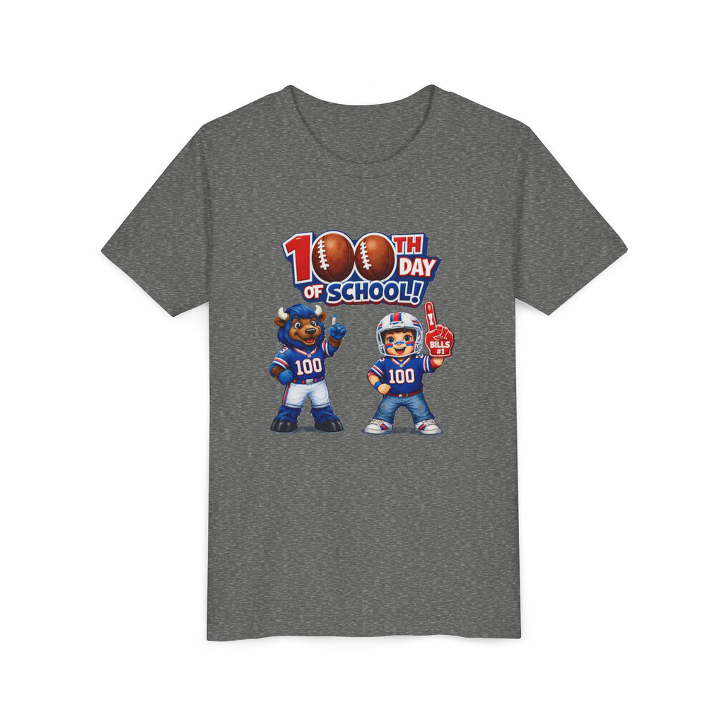 Buffalo 100th Day of School Kids Tee | Football Mascot 100 Design