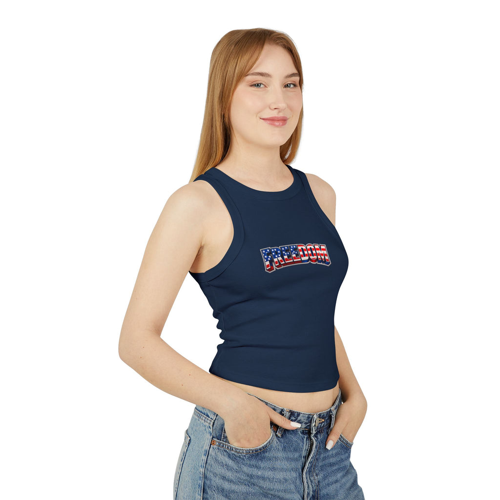 Freedom Graphic Racer Tank — Patriotic USA Flag Design
