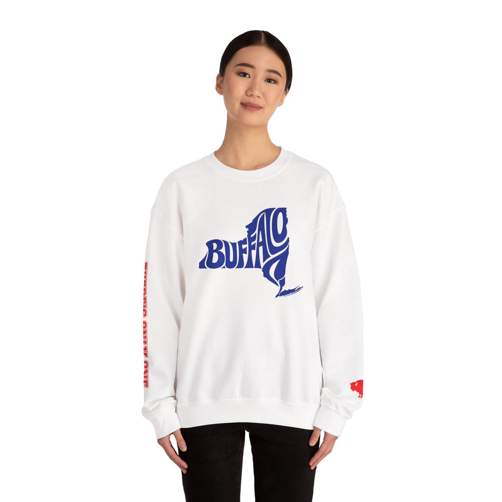 There's Only One NY team Buffalo outline script Crewneck | NY map sweatshirt