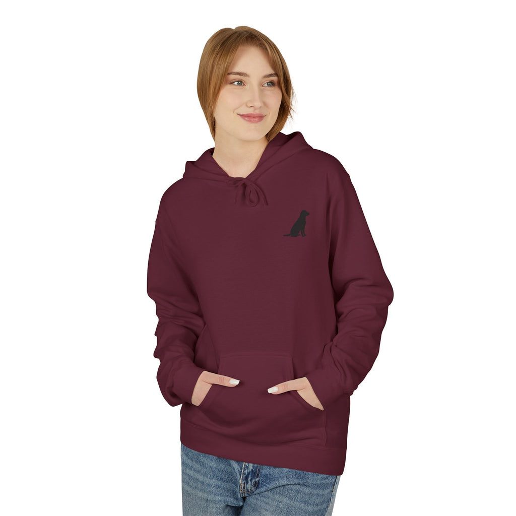 Sitting Labrador Dog Hoodie | Minimal Small Dog Silhouette, White Pullover