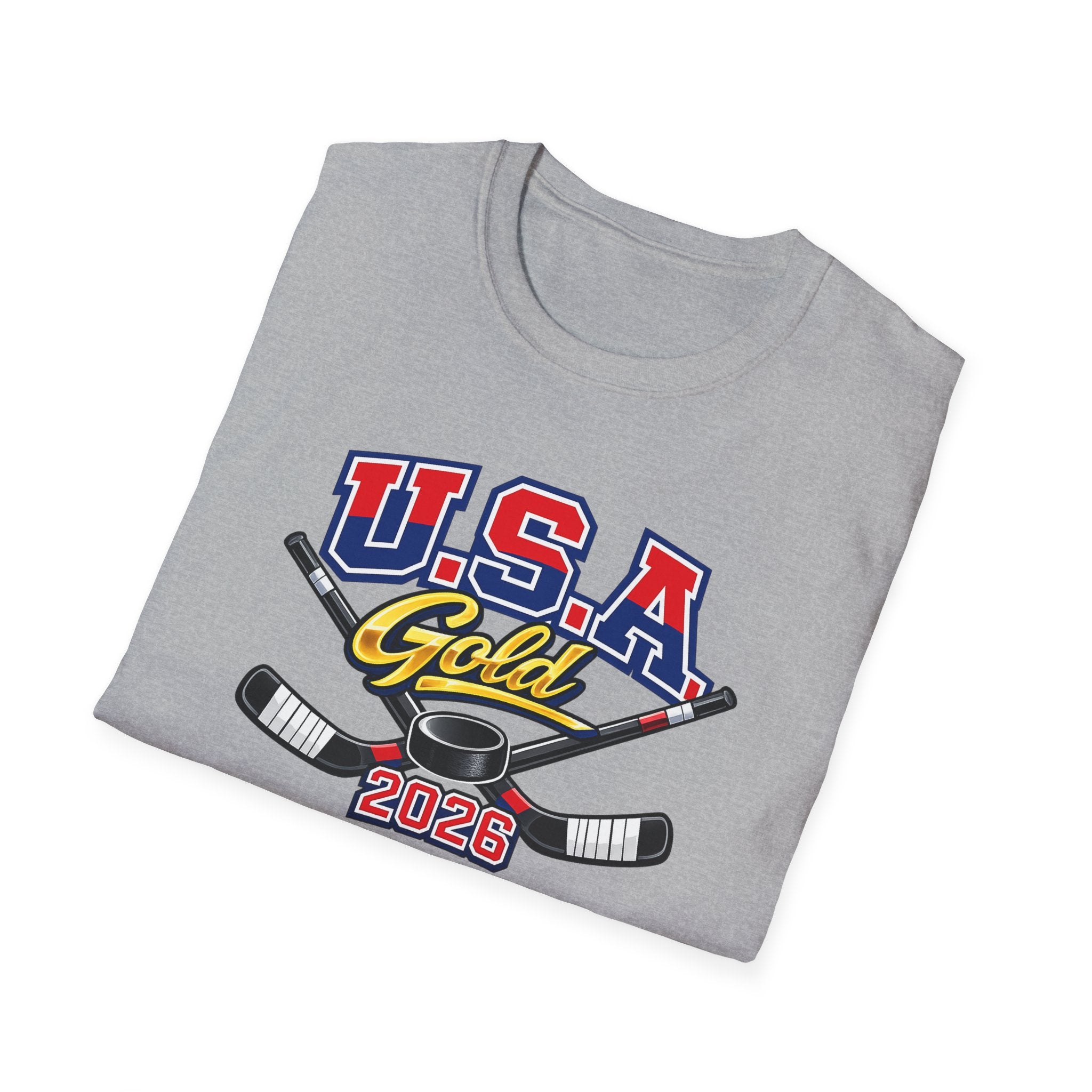 USA Gold 2026 Hockey T-Shirt — Patriotic Ice Hockey Tee