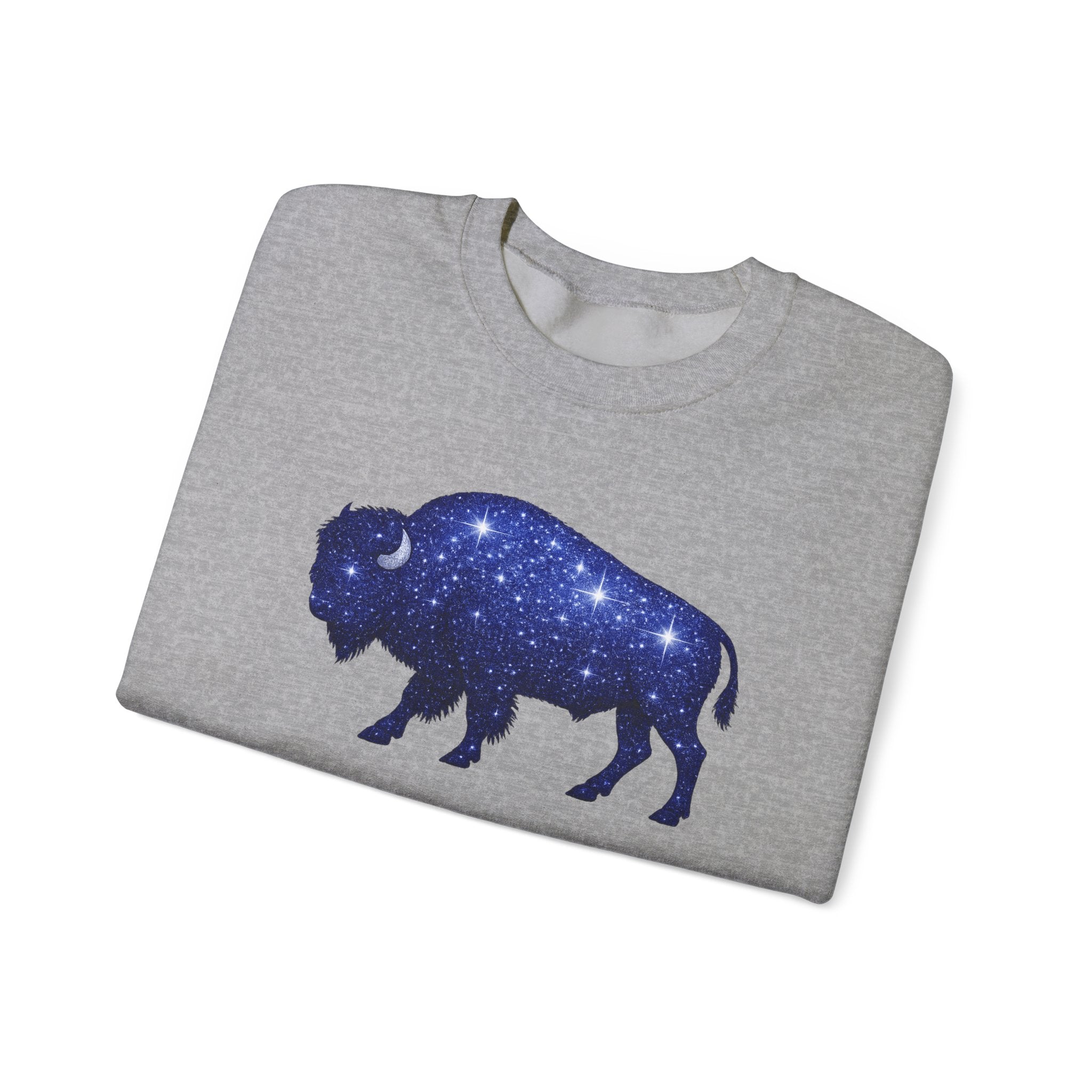 Starry Buffalo Crewneck Sweatshirt | Galaxy Bison Silhouette